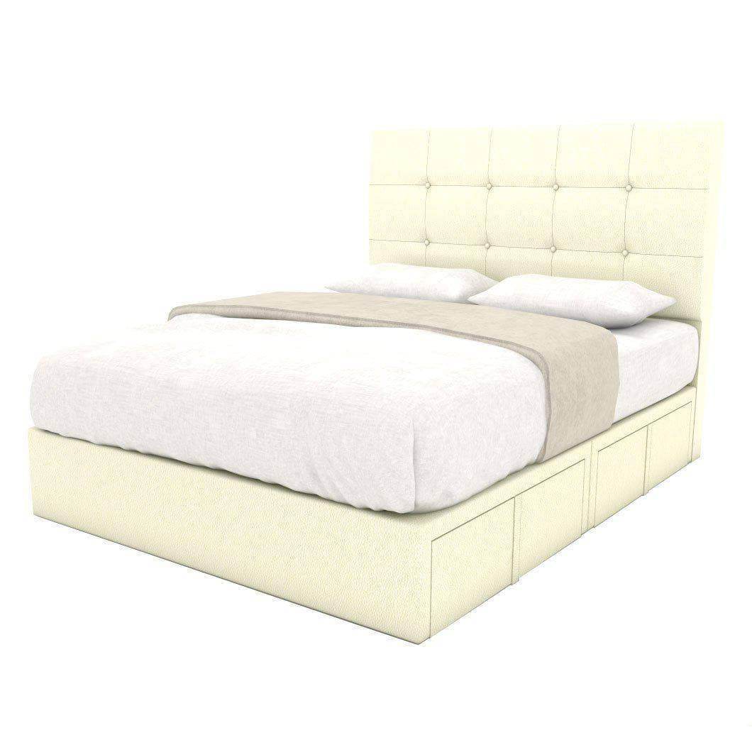 Ellie Faux Leather Drawer Bed Frame - Queen Size Storage Platform Bed with Upholstered Headboard, Modern Bedroom Furniture for Small Spaces (Perfect for Apartments, Dorms & Guest Rooms)