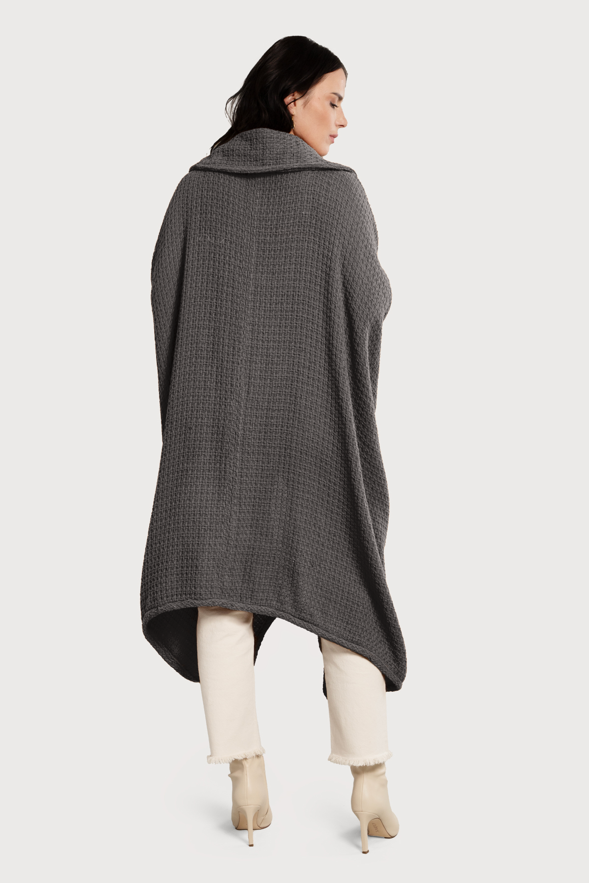 Oversized Waffle Knit Collared Jacket for Women - Cozy Winter Cardigan with Pockets - Perfect for Casual Outfits, Lounge Wear & Coffee Dates