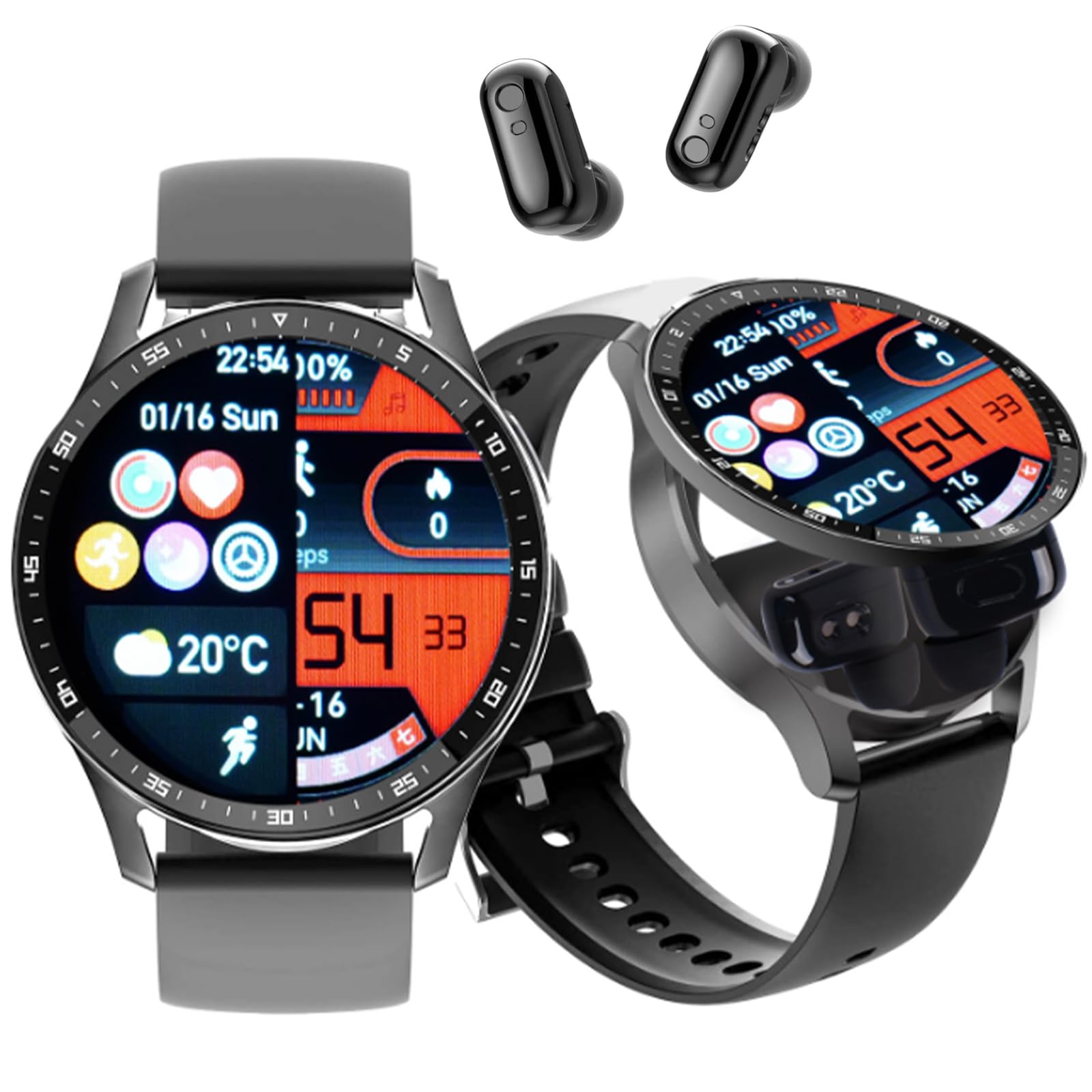 2-in-1 Smart Watch with Earbuds - Fitness Tracker for Android & iOS - Perfect for Workouts & Calls