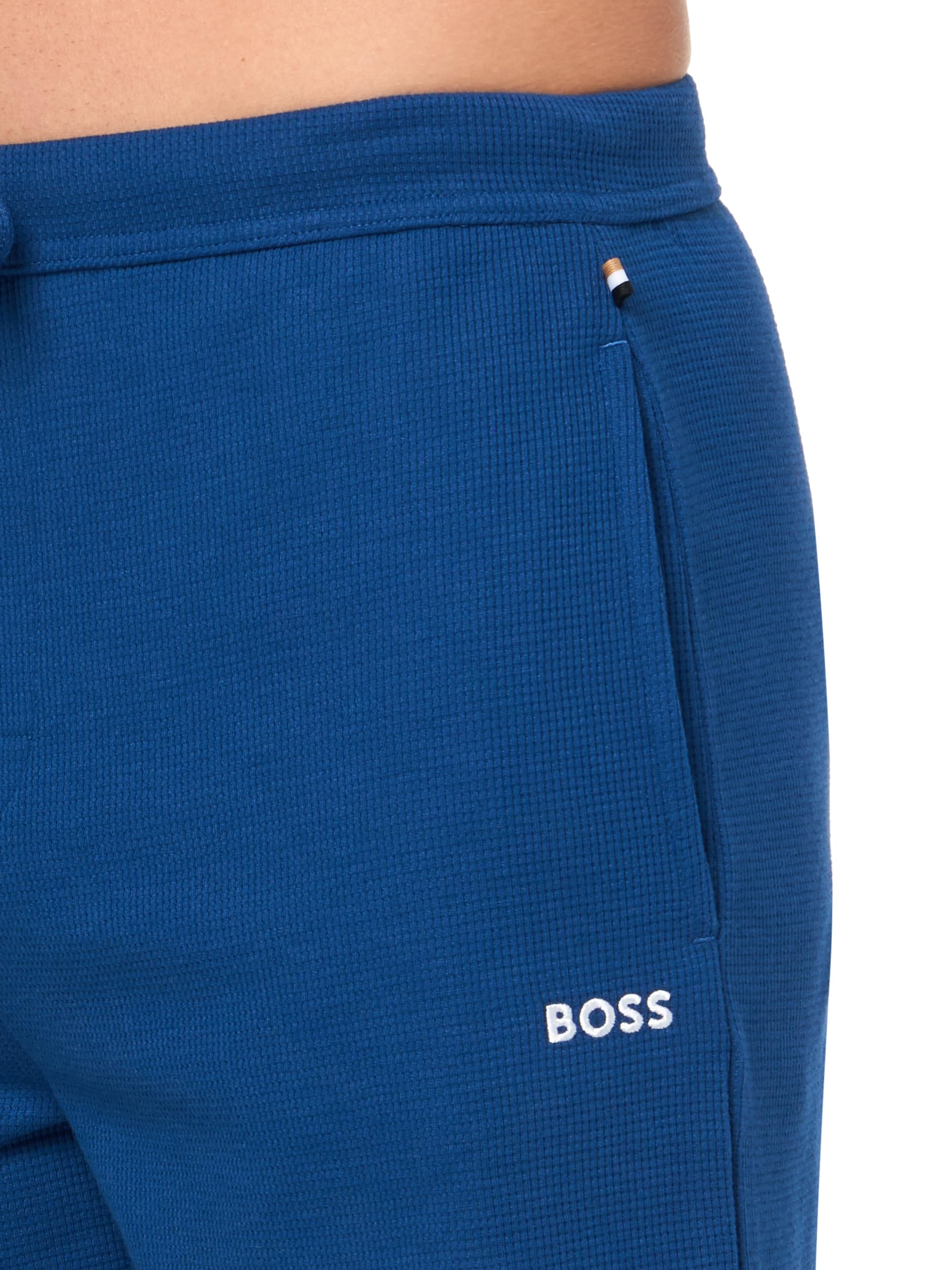 BOSS Men's Waffle Contrast Logo Lounge Shorts - Comfortable Casual Shorts for Men, Breathable Cotton Lounge Wear for Home, Gym, and Outdoor Activities