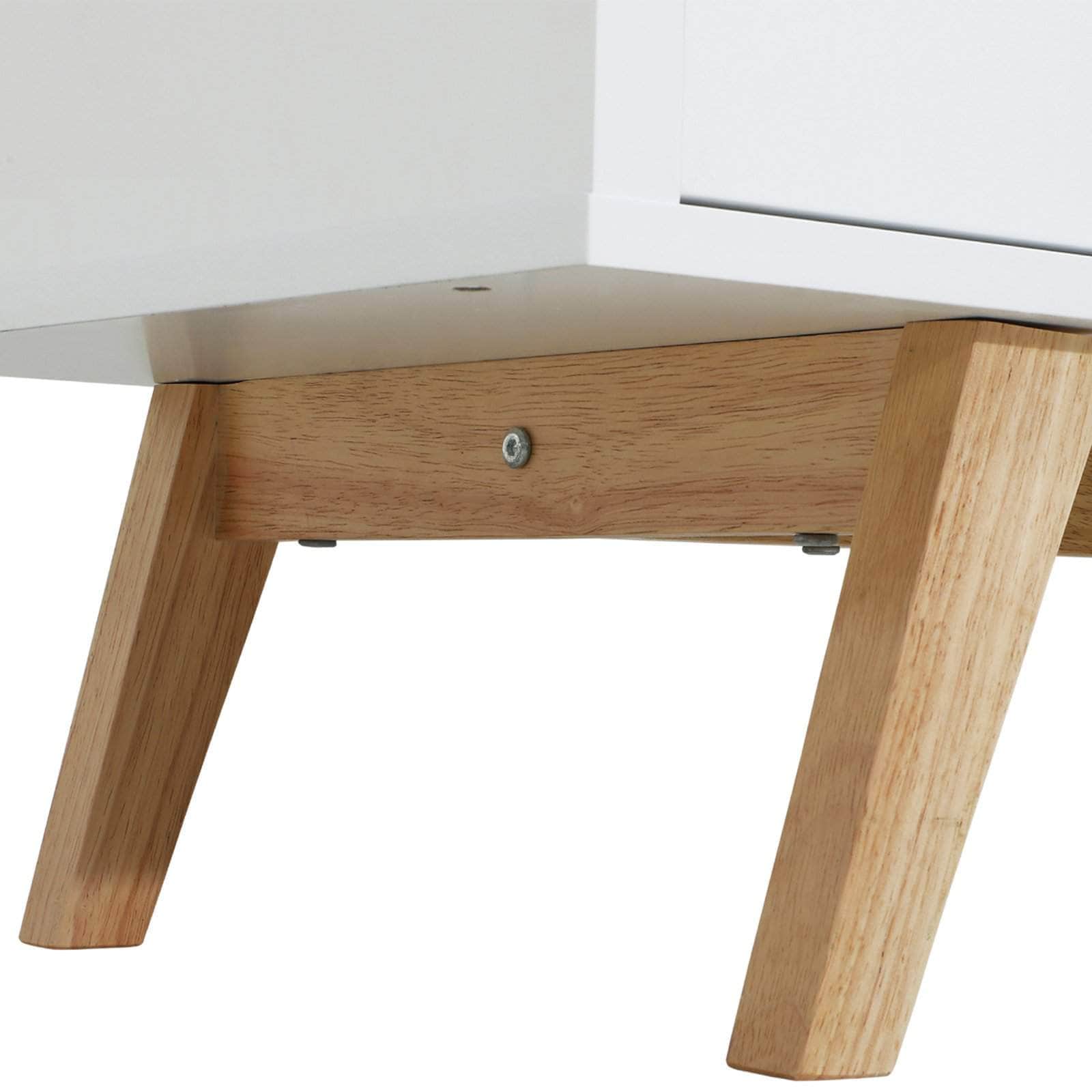 White TV Stand with 2 Cabinets & Shelves - Modern Entertainment Center for Living Room & Home Theater Setup
