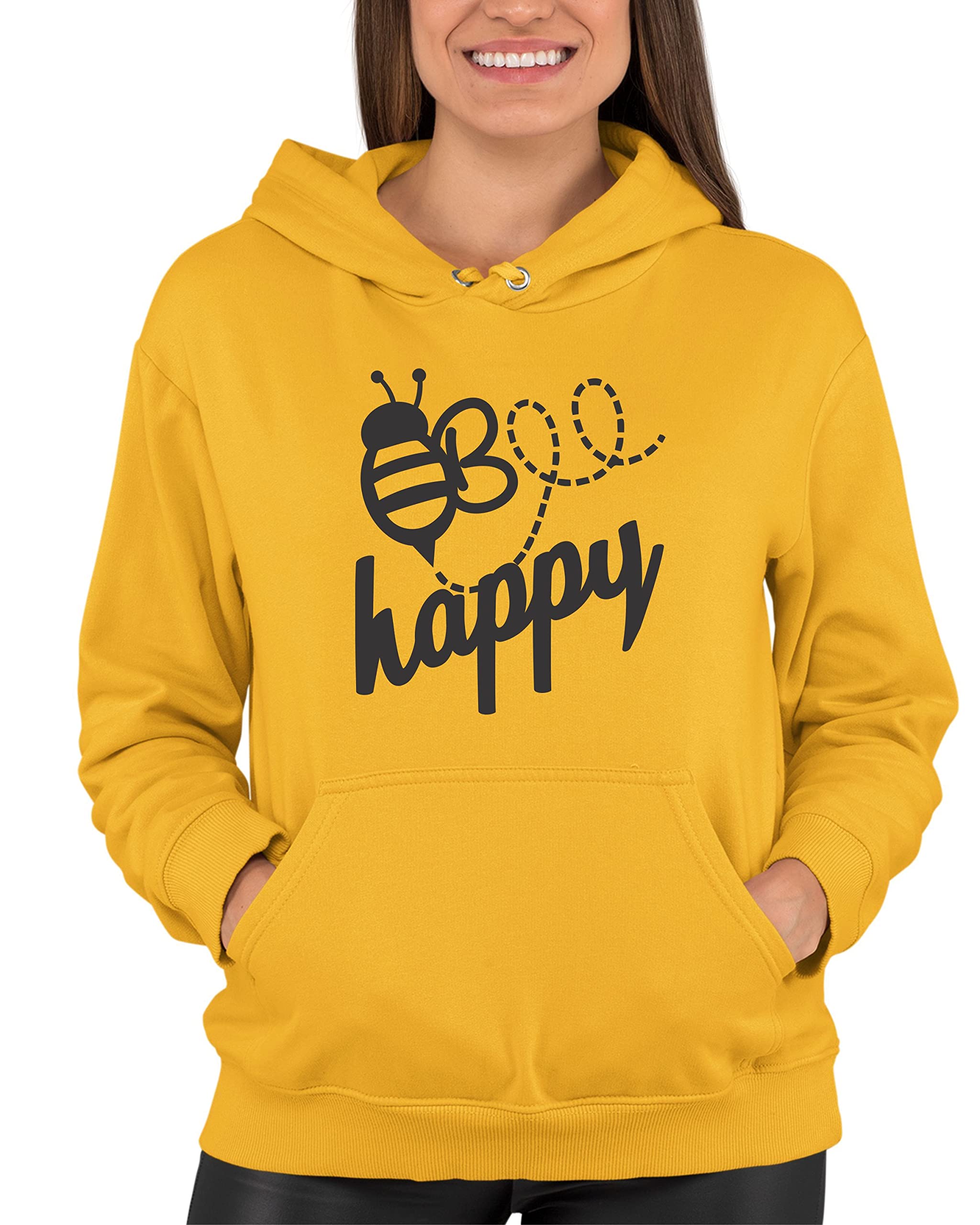 Go All Out Bee Happy Unisex Sweatshirt Hoodie - Soft & Comfortable Pullover for Men & Women - Perfect for Casual Wear, Outdoor Activities & Gifts