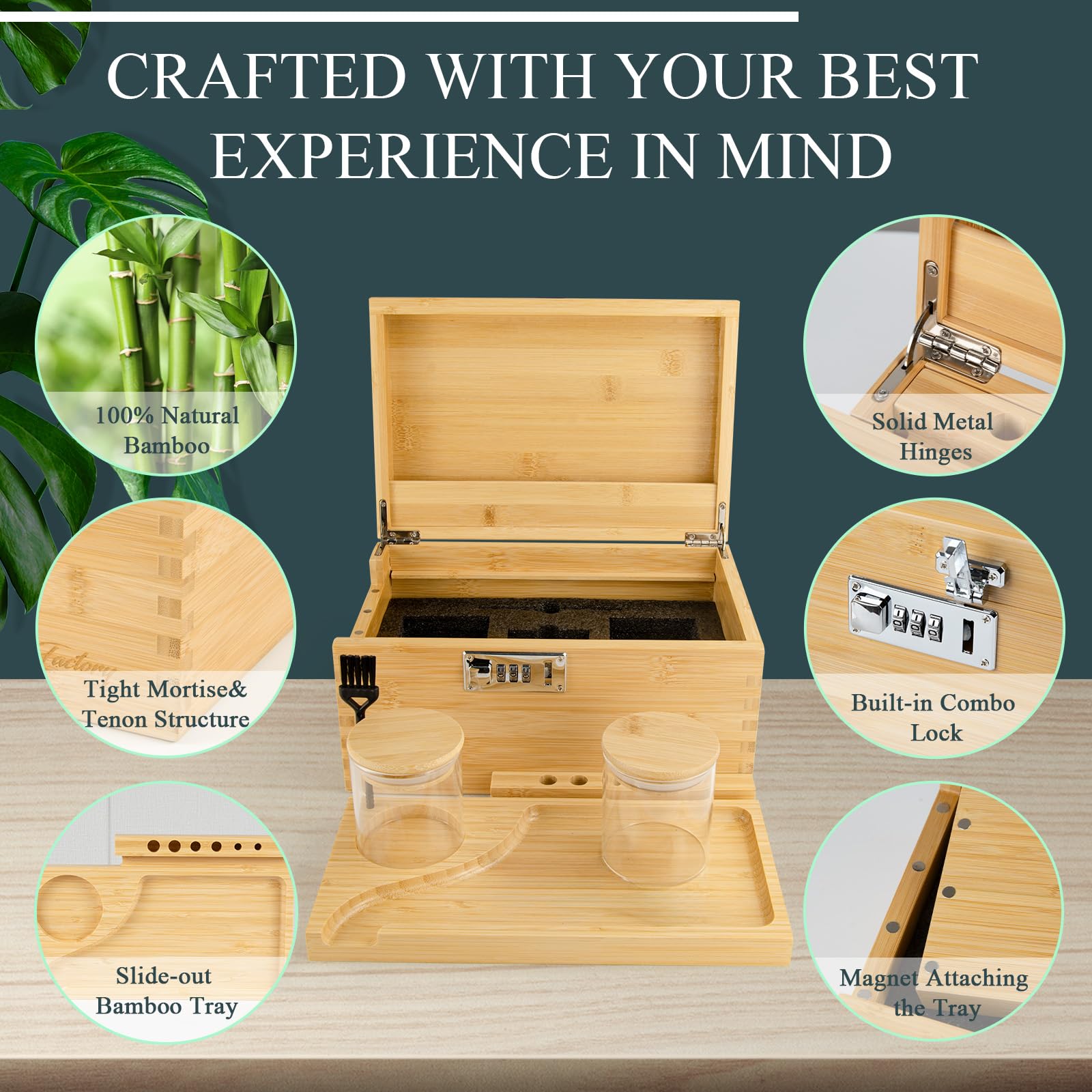 Premium Extra Large Bamboo Storage Box with Combination Lock - Elegant Home & Office Organization Solution for Jewelry, Documents & Travel Essentials - Perfect for Gifts, Wedding Favors & Luxury Storage