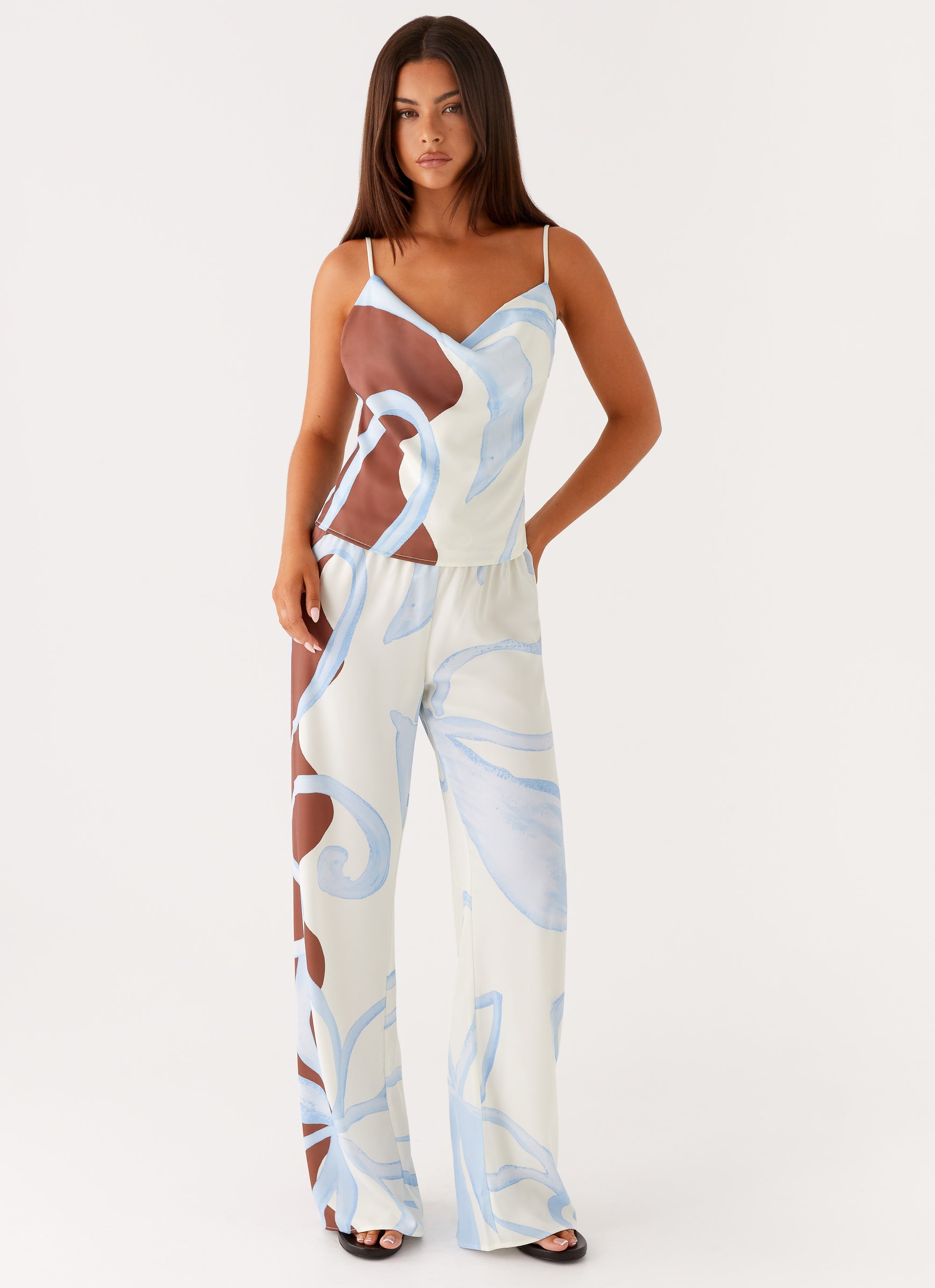 Deacon Low Rise Pants for Women - Stylish Bloom Wave Print Floral Pants | Comfortable Stretch Fabric | Perfect for Casual Wear, Summer Outfits & Beach Vacations