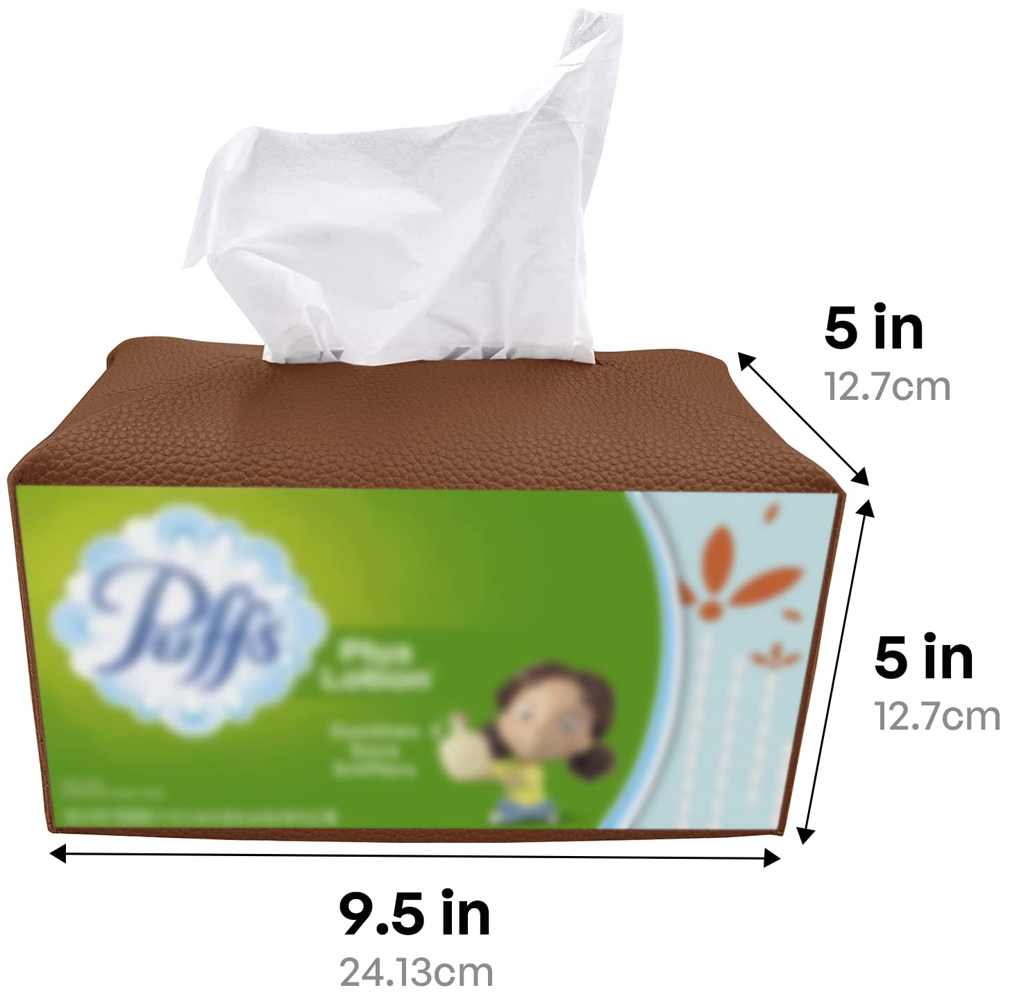 Carrotez Modern PU Leather Tissue Box Cover - Decorative Rectangular Tissue Holder for Bathroom, Vanity, Office Desk & Nightstand (9.5