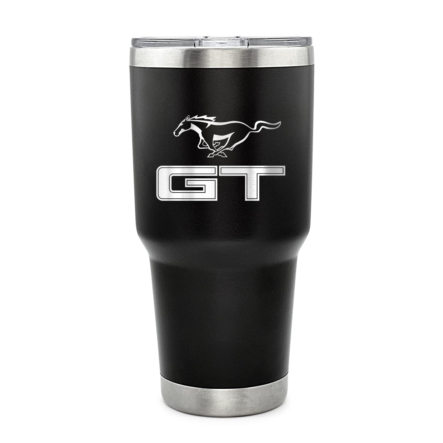 Ford Mustang GT 30oz Vacuum Tumbler - Black Stainless Steel Travel Mug for Coffee & Road Trips