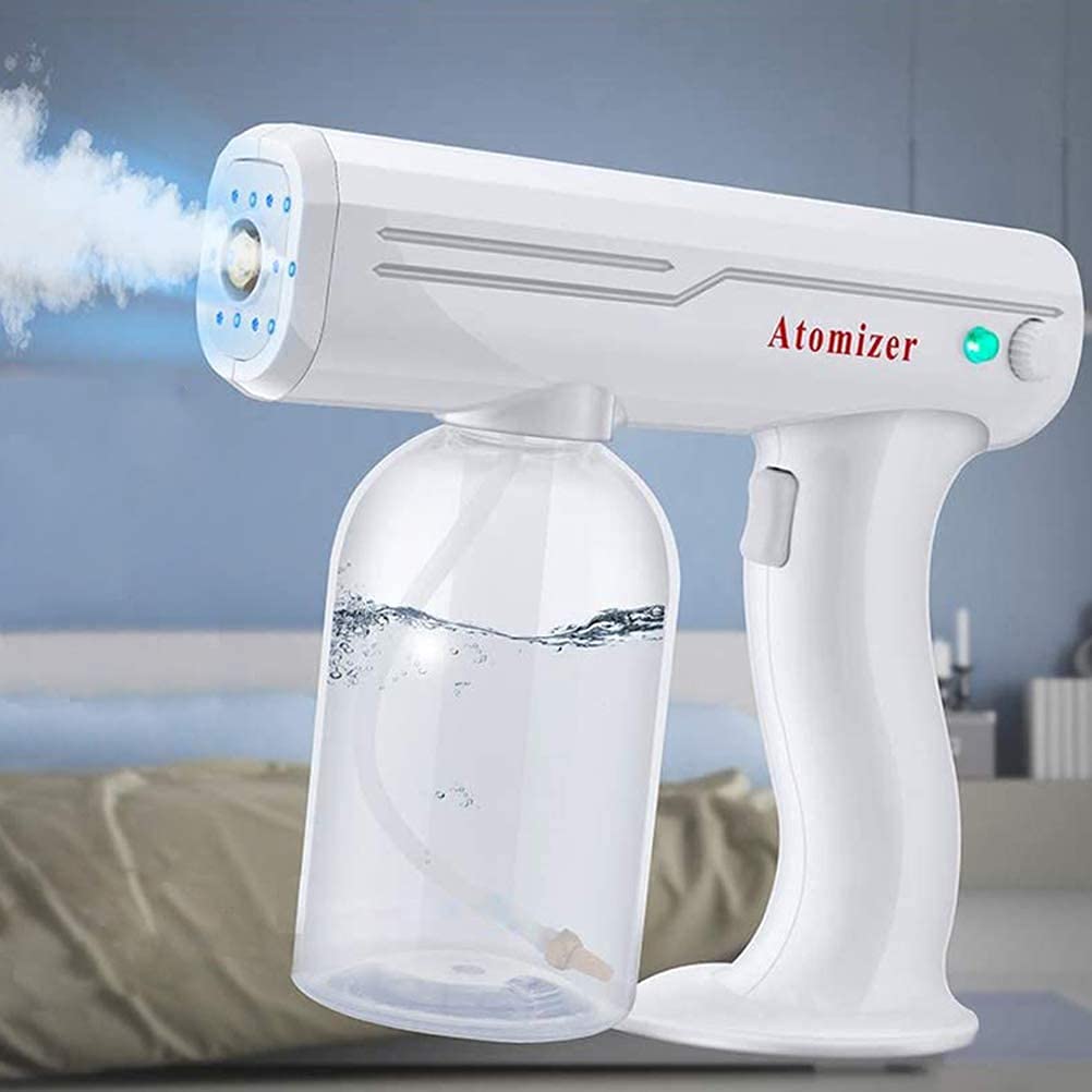 HCGZ 1300W Cordless Handheld Steam Sprayer - 800ML Rechargeable Electric ULV Fogger with Nano Atomizer & Blue Light for Disinfection | Portable for Home, Kitchen, Garden, and Car Cleaning
