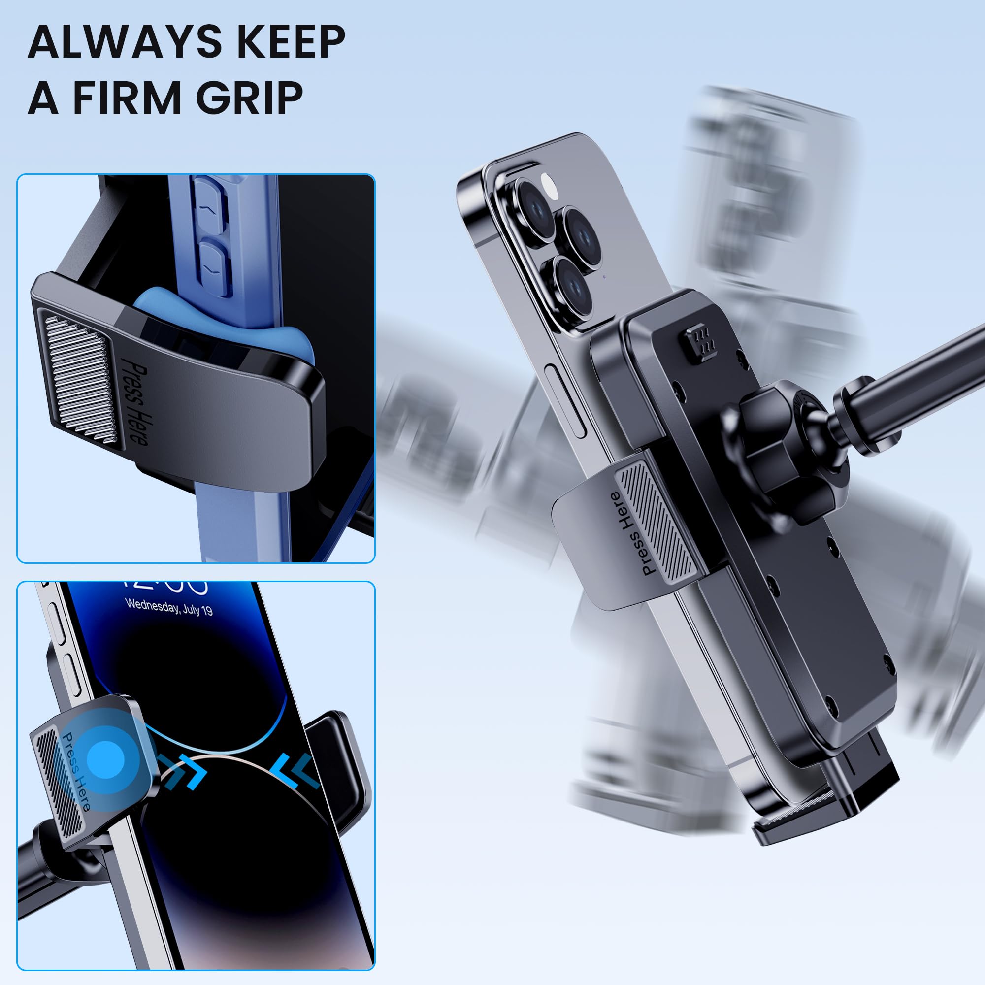 Universal Car Phone Holder Mount - Dashboard & Windshield Phone Stand for iPhone & Android - Hands-Free Driving Accessories - Perfect for Commuting, Road Trips & GPS Navigation
