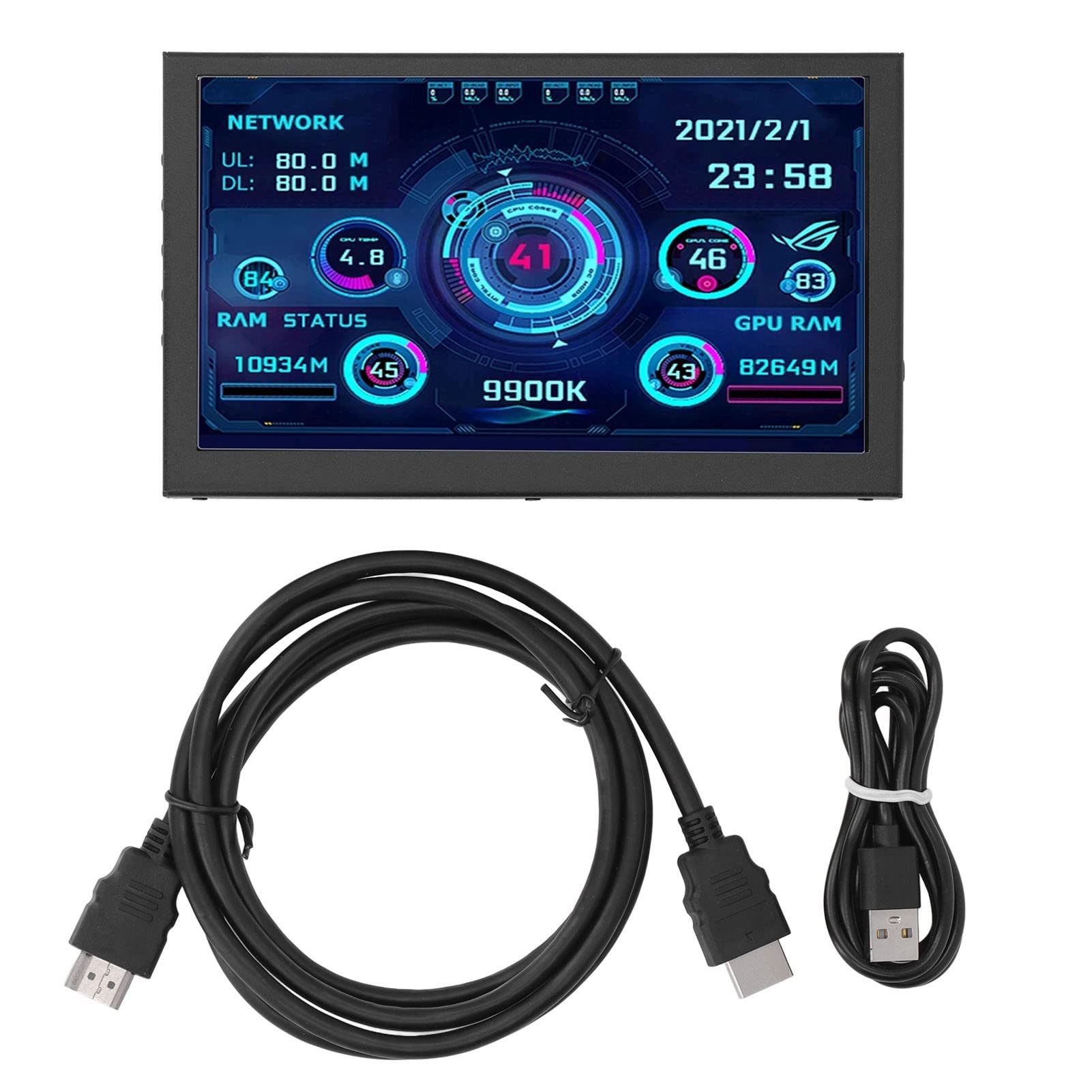 7in PC CPU Hardware Temperature Monitor - High Definition Secondary Display Screen for Computer Case | Real-Time PC Cooling Performance Tracking for Gamers & Overclockers