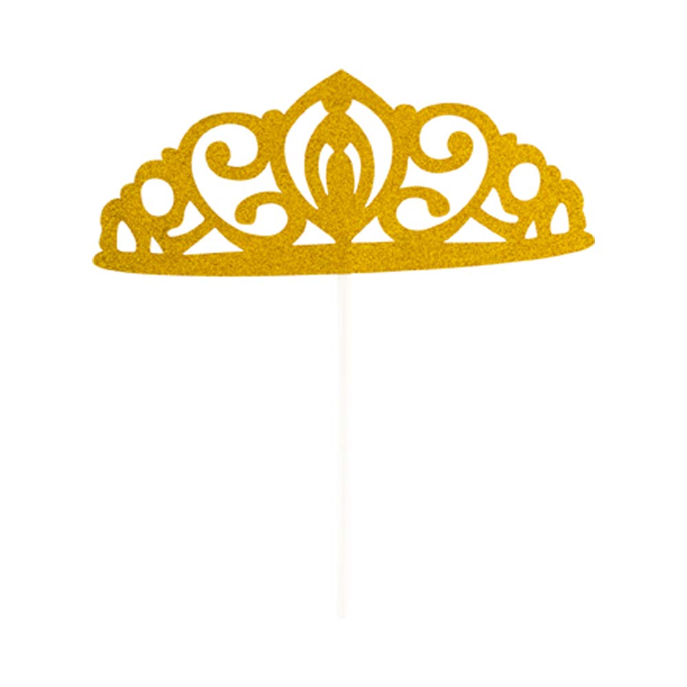 10-Pack Gold Glitter Tiara Cake Toppers 8 x 3.8 Inch for Birthday, Wedding, Baby Shower Decorations – Elegant Party Cake Decor for Special Celebrations