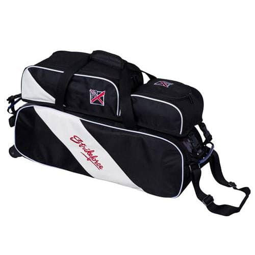 KR Strikeforce Fast Slim 3 Ball Bowling Bag with Shoe Pouch - Lightweight Durable Black/White Design for League Play & Tournament Bowling Gear Storage