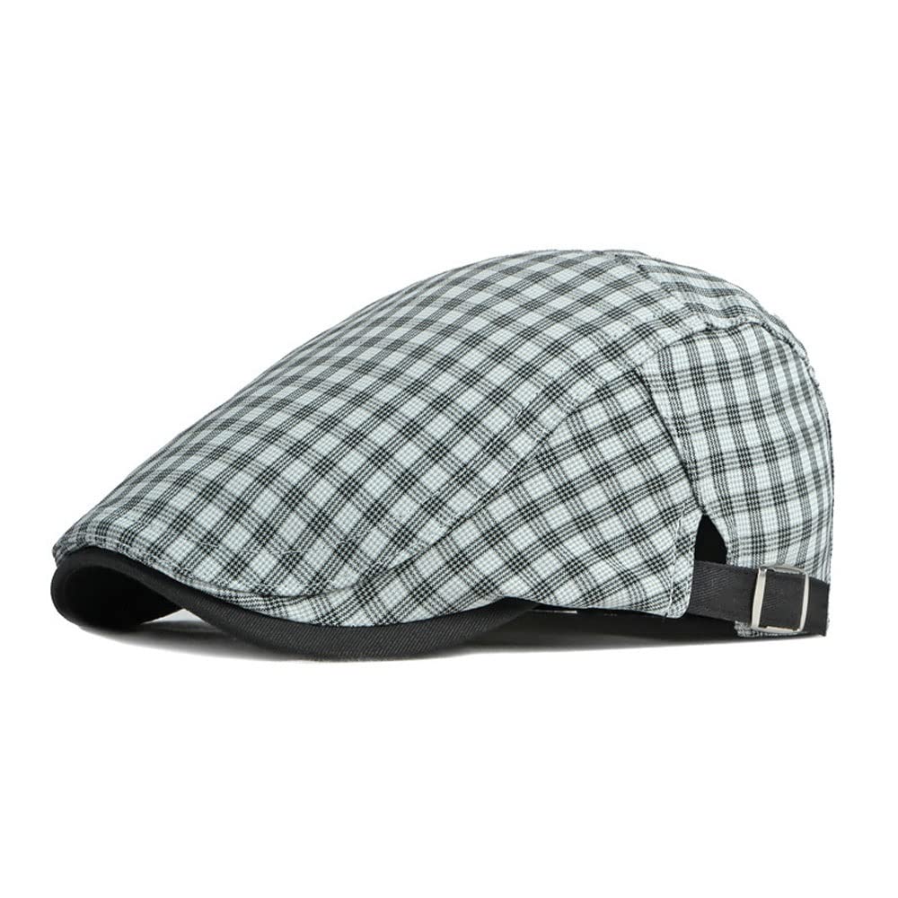 Stylish Plaid Cotton Flat Cap for Men & Women - Adjustable Summer & Spring Sun Hat (55-60cm) - Perfect for Outdoor Activities, Travel, and Casual Wear (Color: B)