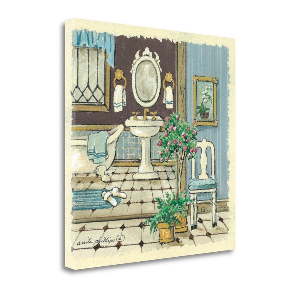 Antique Bath I By Anita Phillips - Fine Art Giclee Print on Gallery Wrap Canvas, Ready to Hang Wall Decor for Living Room, Bedroom & Office