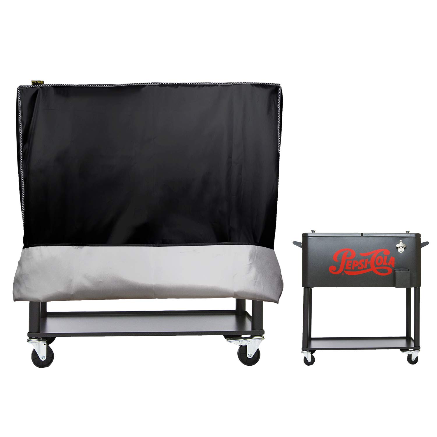Upgraded Universal Cooler Cart Cover - Super Insulated Cashmere Material Fits Most 80 QT Rolling Coolers (Patio, Beverage Cart, Ice Chest) - Black Protective Cover for Outdoor Parties, Camping & Beach Trips