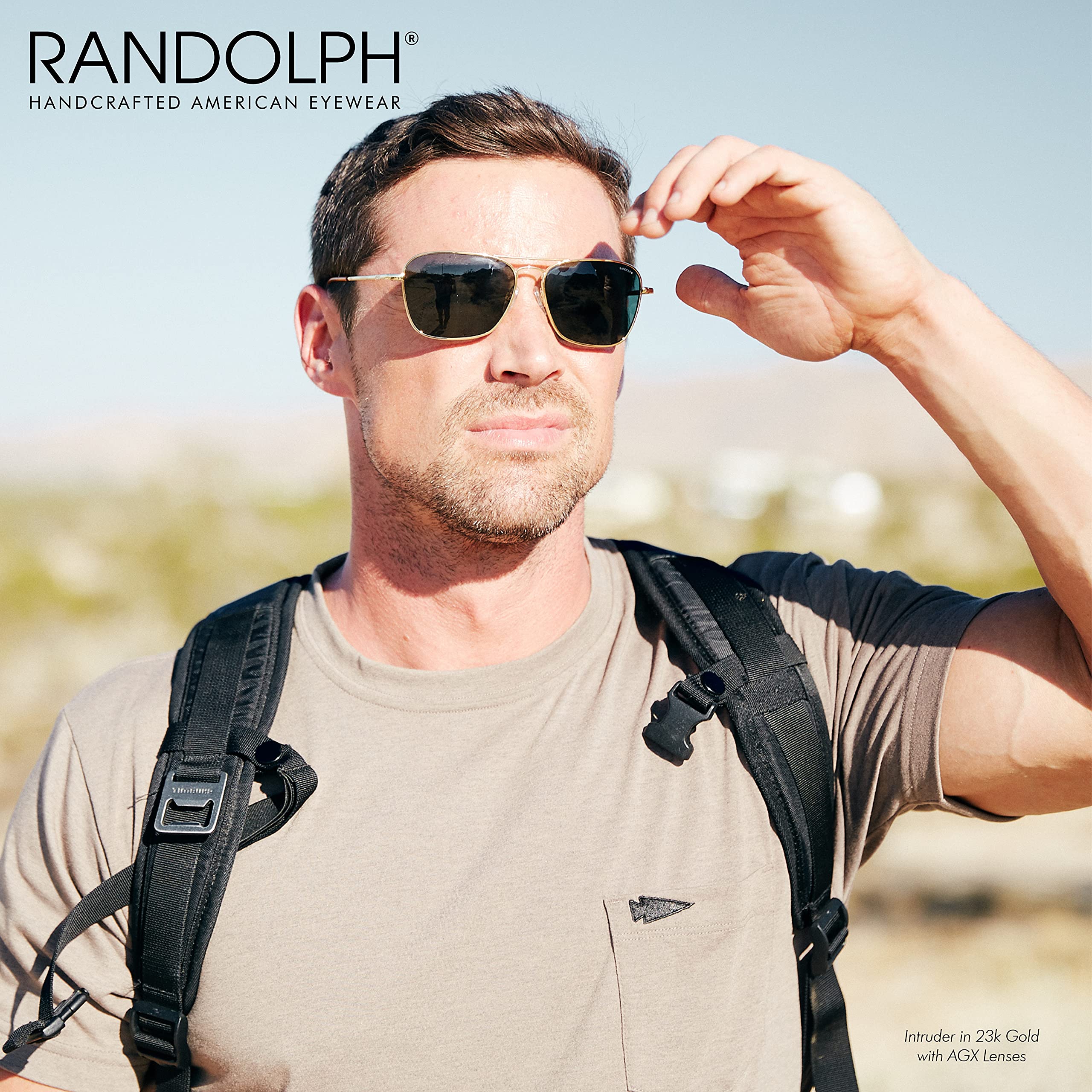 Randolph USA Intruder Rectangular Classic Aviator Sunglasses for Men - Non-Polarized 100% UV Protection - Perfect for Driving, Outdoor Activities & Fashion Accessories