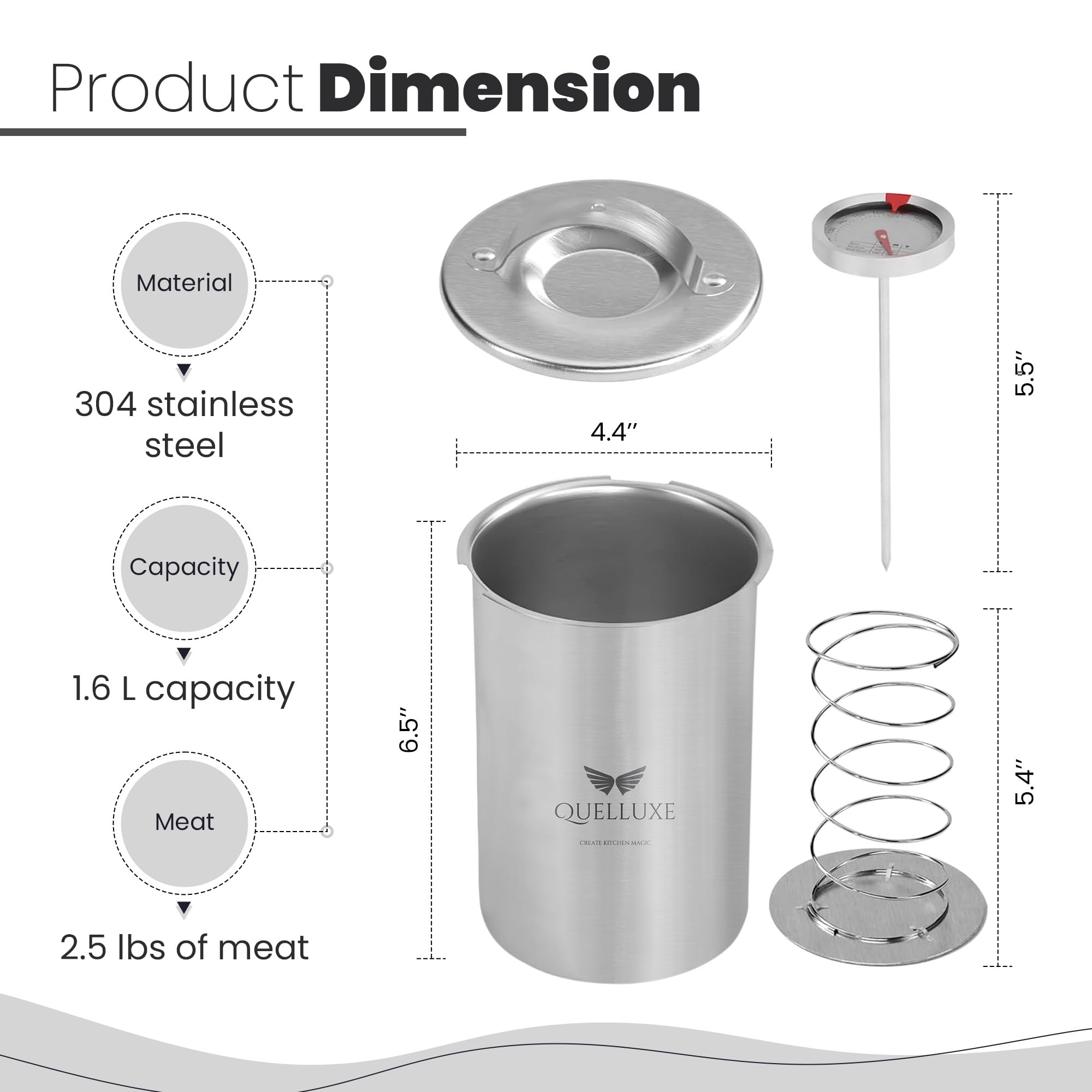 Premium Stainless Steel Ham Maker & Deli Meat Press Mold - Homemade Sandwich Meat Maker with Upgraded Thermometer - Includes 10 Cooking Bags & Recipe Guide Book - Perfect for Meal Prep, Charcuterie Boards, and Home Cooking