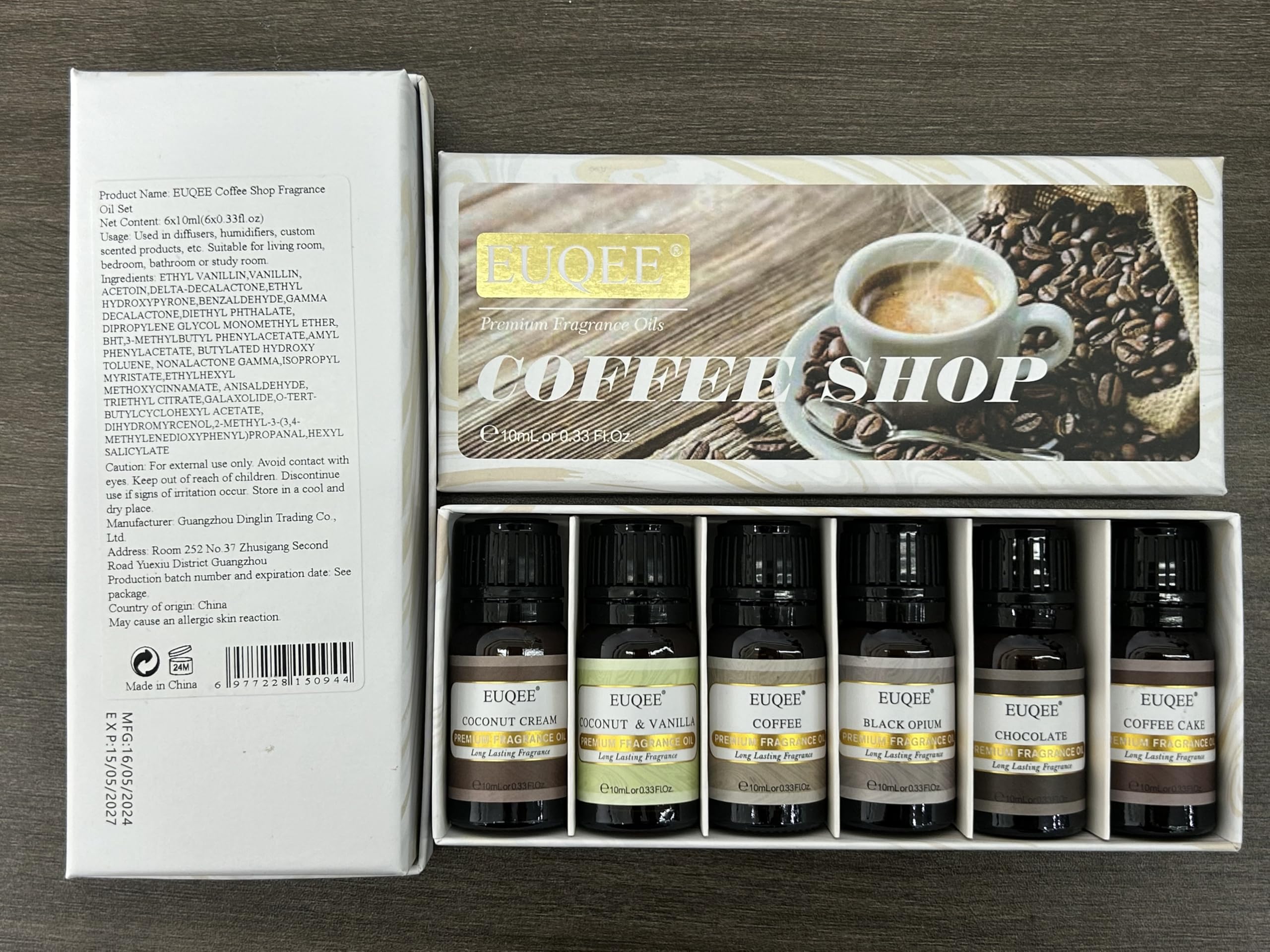 6PCS Premium Coffee Shop Essential Oils - 10ml for Aromatherapy & Relaxation