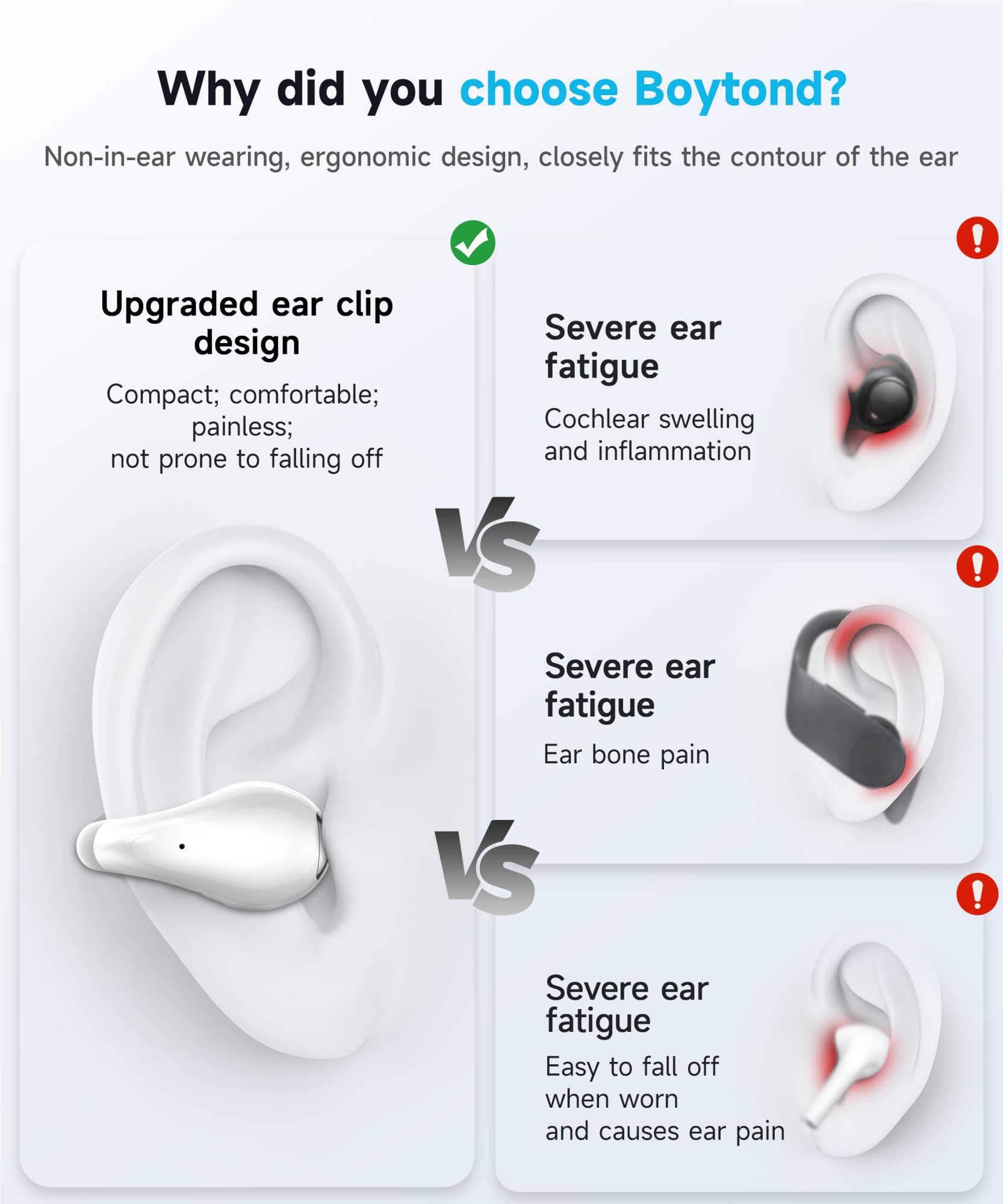 Ultra Open Ear Earbuds - Wireless Bluetooth Bone Conduction Headphones with Secure Clip-On Design, Comfortable Over-The-Ear Fit for Running, Gym Workouts & Fitness Activities (Pearl White) - Perfect for Outdoor Sports, Commuting & Office Use
