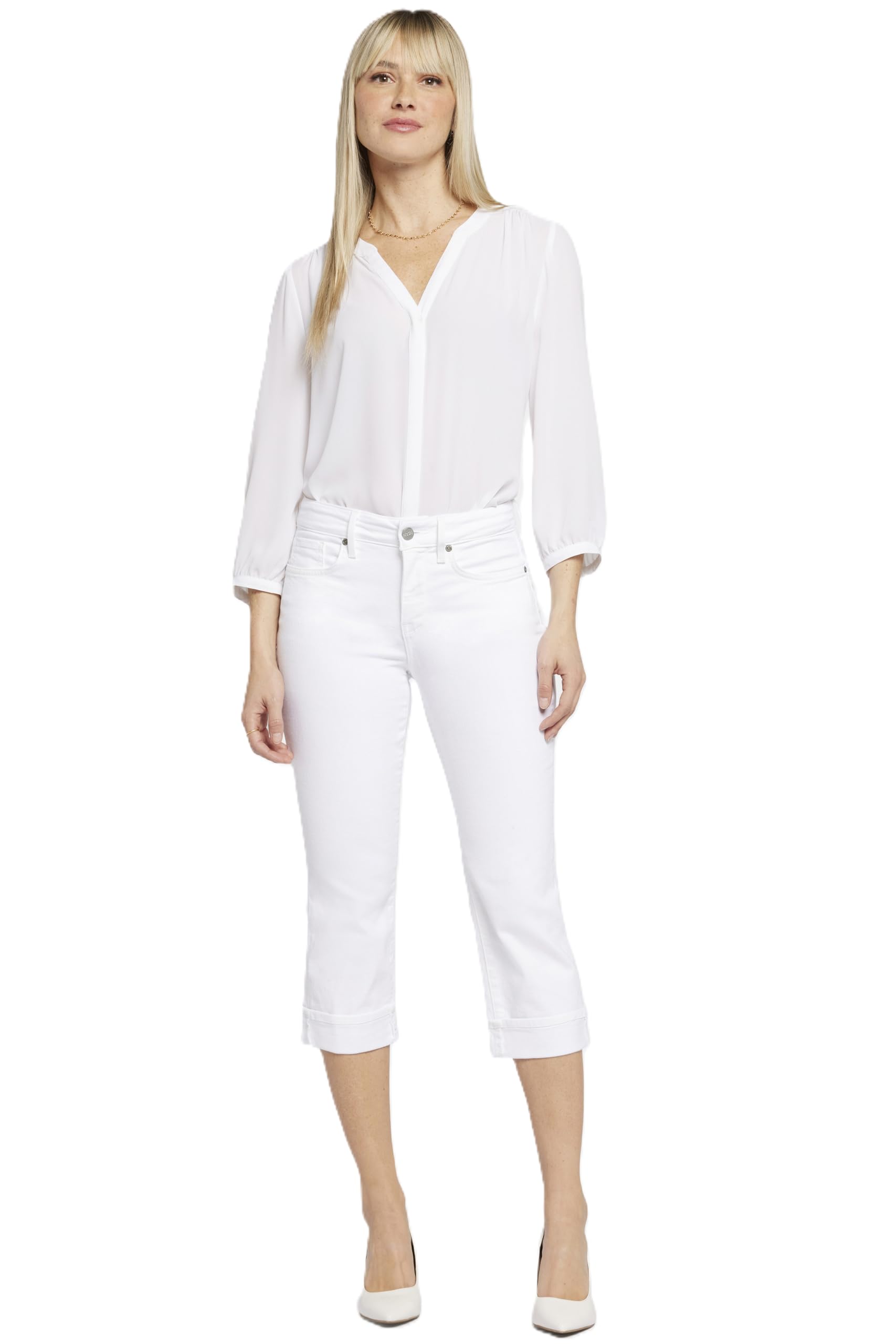 NYDJ Women's Marilyn Straight Crop Cuff Jeans - Slimming High Waist Ankle Jeans for Petite & Regular Sizes | Perfect for Work, Casual Outfits & Date Nights