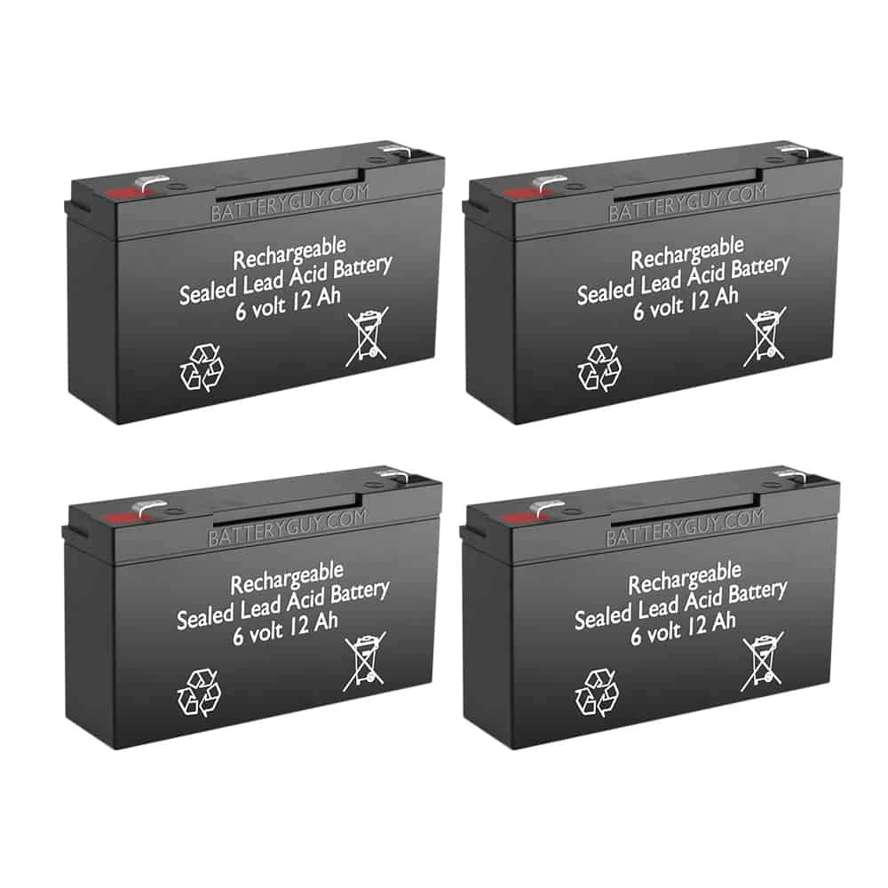 SMARTPRO2200 Replacement 6V 12AH SLA Batteries (Rechargeable, High Rate) - Pack of 4 | Compatible with Security Systems, Emergency Lighting & Power Wheels