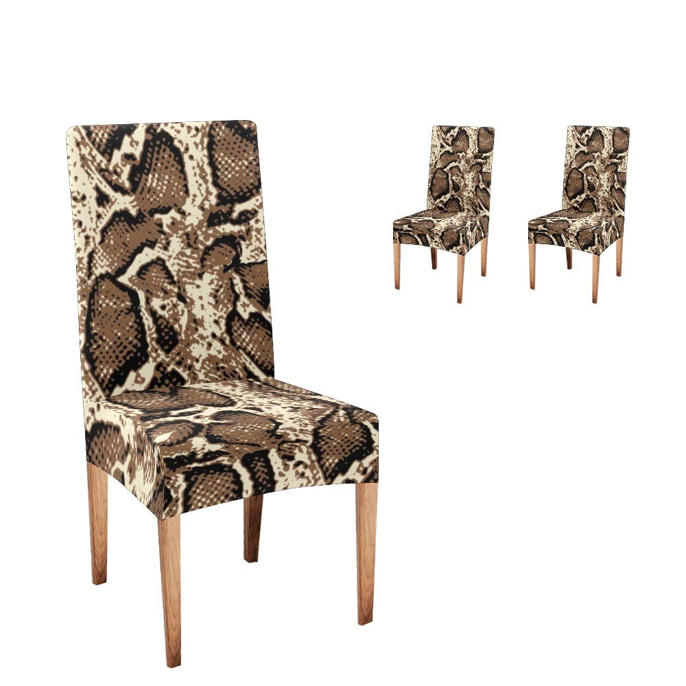 Premium Snake Pattern Dining Chair Covers Set of 2 - Soft Stretchable Slipcovers for Kitchen, Restaurant & Party Decor - Washable Seat Protectors for Home & Office Use