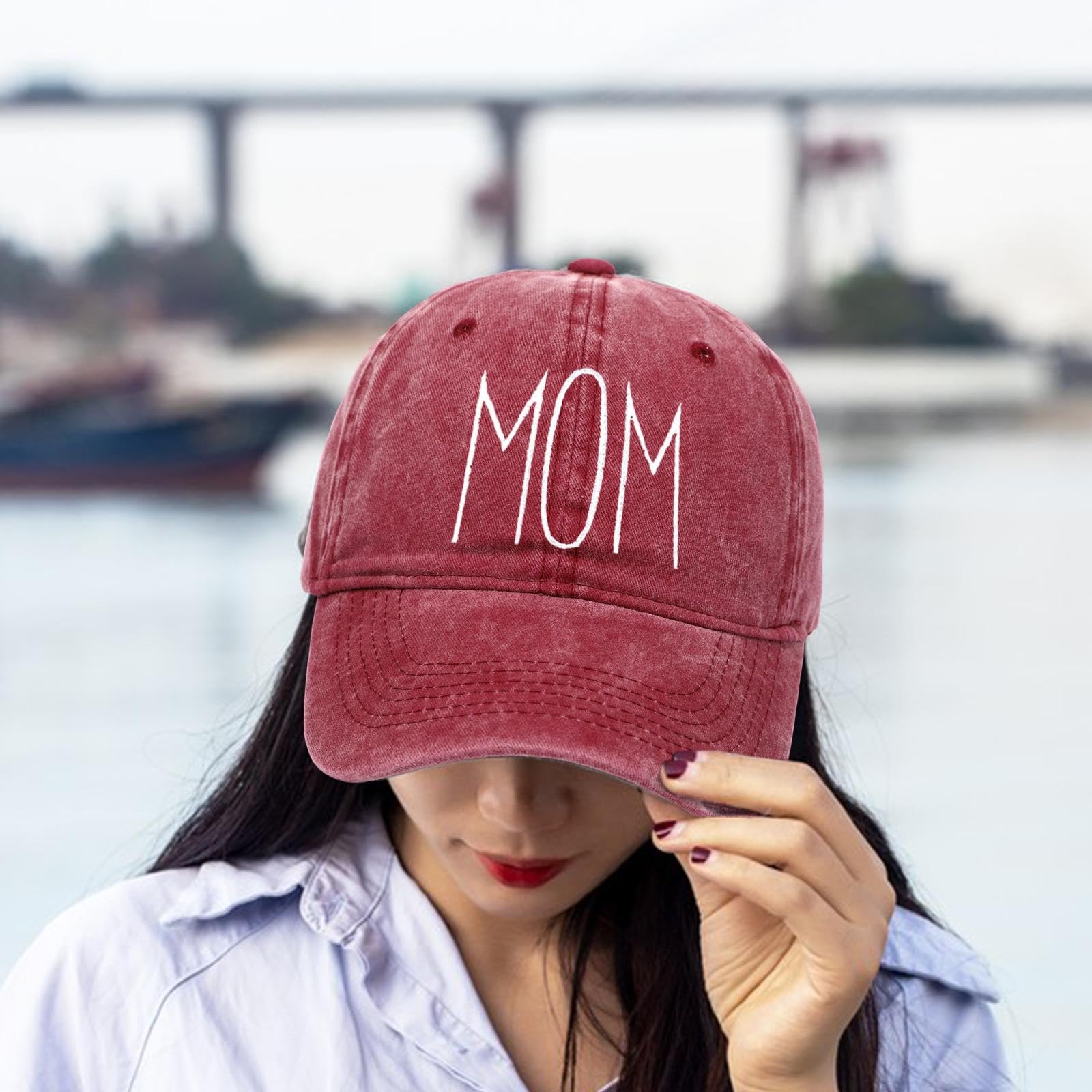 Baoblaze Embroidered Baseball Cap for Mom - Adjustable Distressed Women's Baseball Hat - Perfect for Outdoor Adventures, Mother's Day Gifts & Family Outings