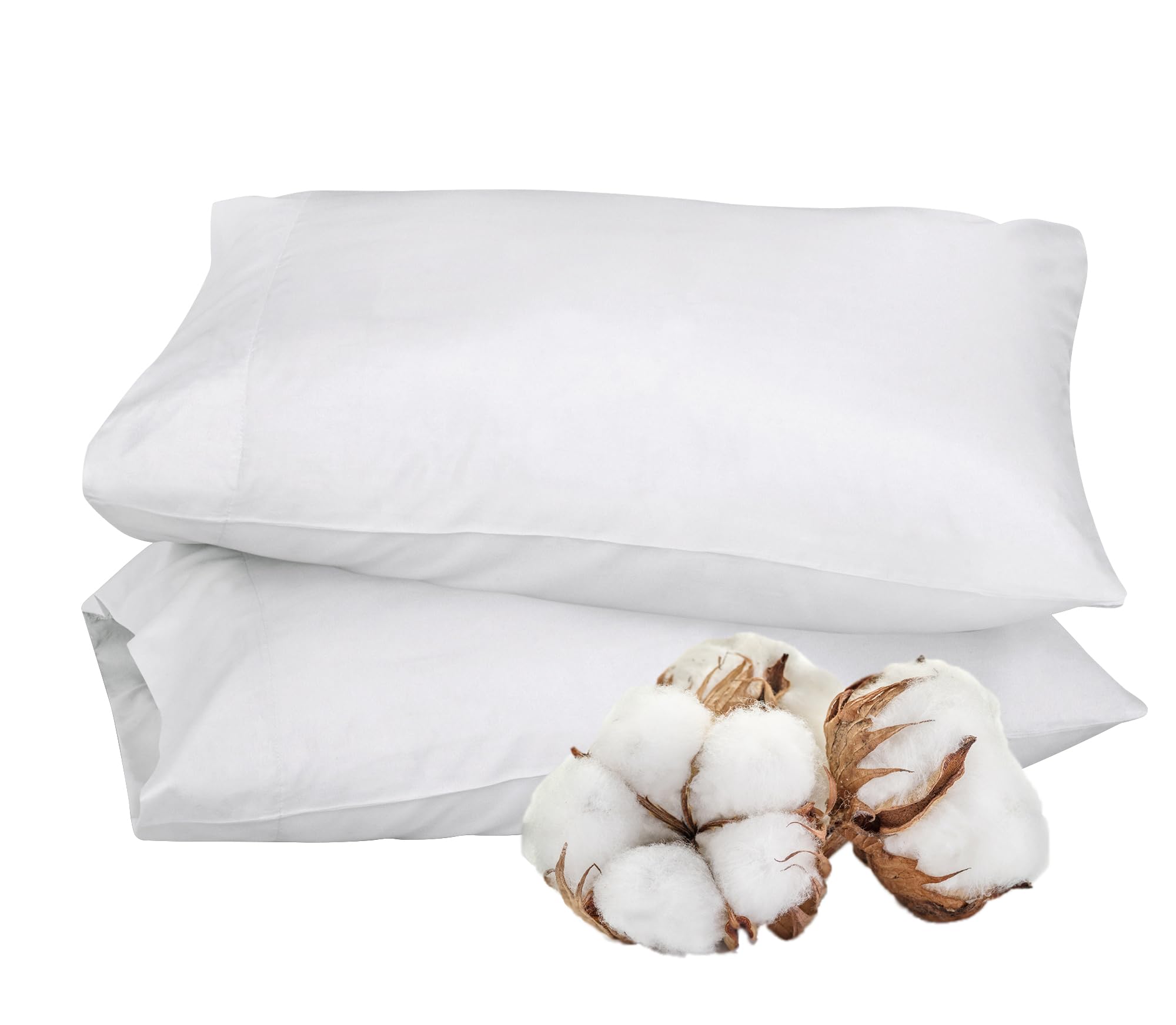 Premium 100% Cotton King Size Pillowcases Set of 12 - Soft & Cooling White Pillow Covers with Envelope Closure - 20
