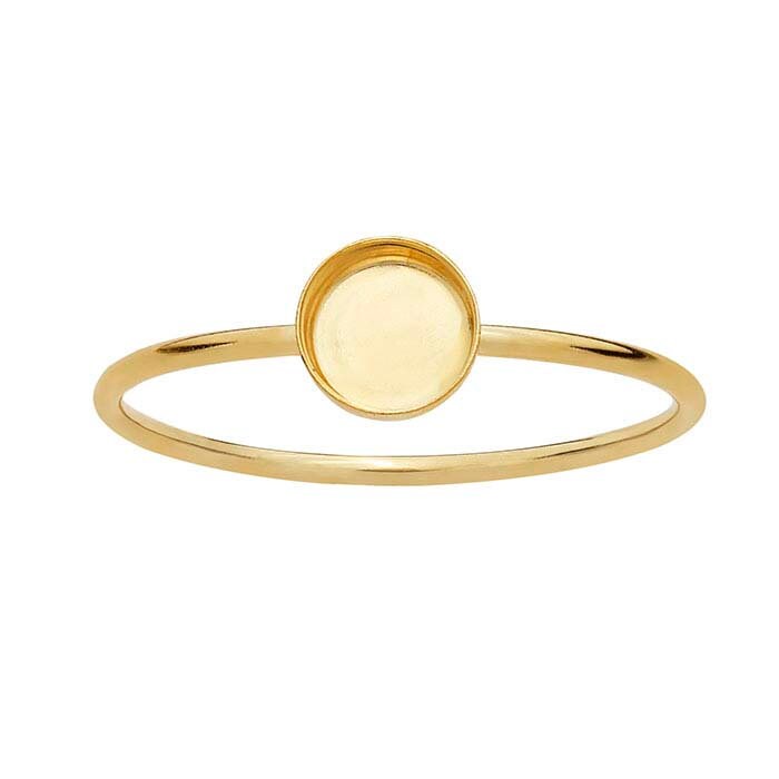 14K/20K Yellow Gold Filled Round Cabochon Ring Mounting - 3mm, 4mm, 5mm, 6mm, 8mm Sizes - Blank Cabochon Setting for Size 5 to 8 - Perfect for Jewelry Making, DIY Rings, and Custom Gemstone Designs
