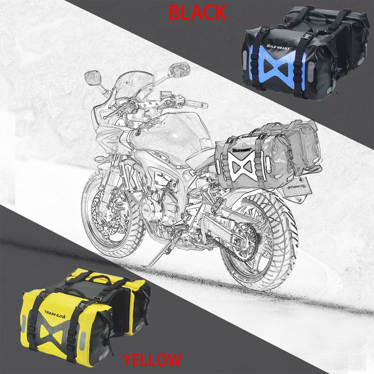 Waterproof Motorcycle Saddlebag 50L - Durable Tank Bag & Side Bag for Adventure Riding, Commuting & Travel - WILD HEART