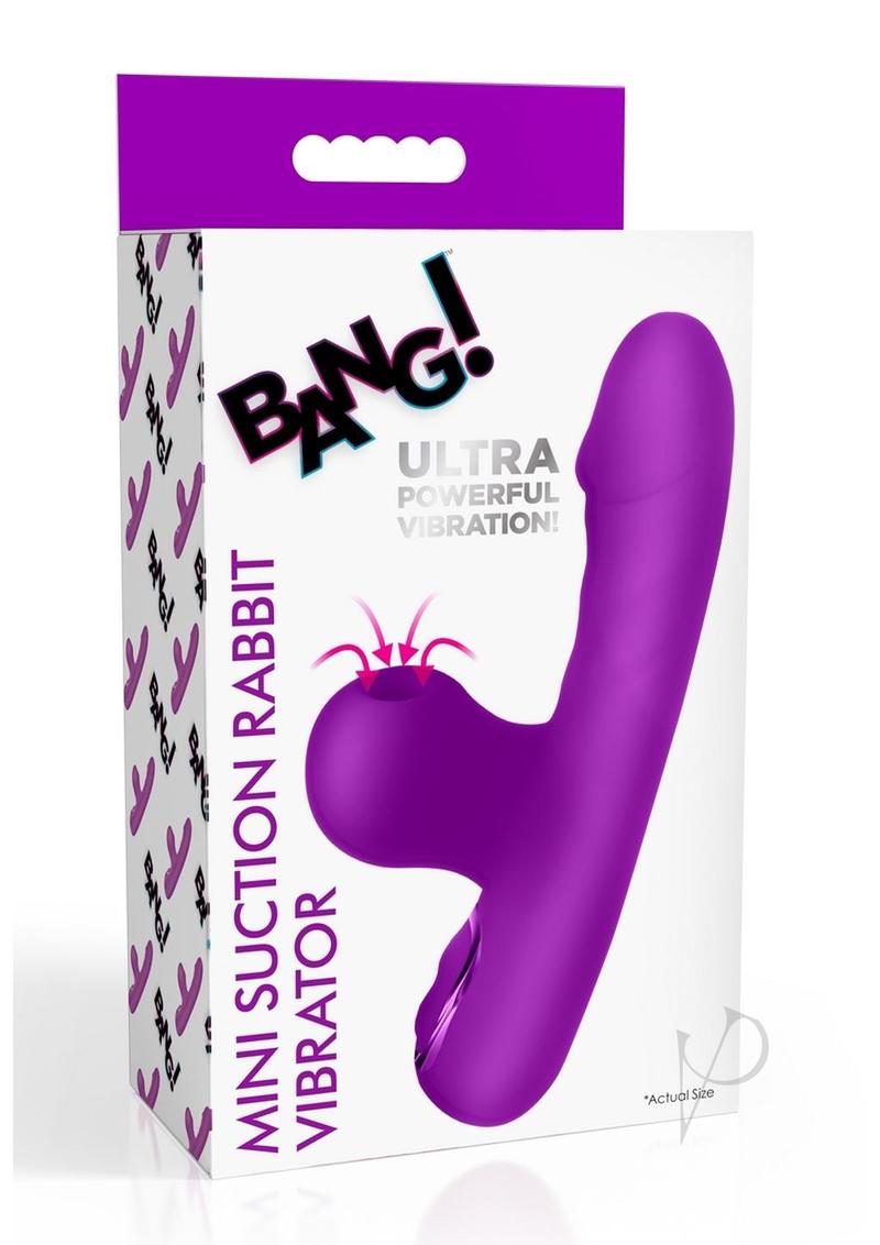 Bang Mini Suction Rabbit Silicone Rechargeable Vibrator - Purple | Powerful Clitoral & G-Spot Stimulation | Waterproof for Shower & Bath Use | Discreet & Portable for Travel