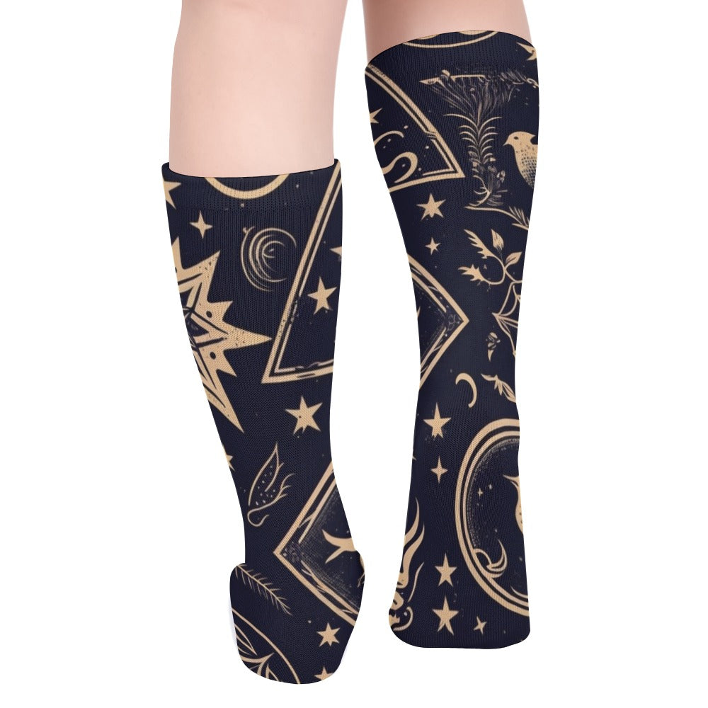 Magic Symbols Thick Stockings - High-Quality Patterned Tights for Women, Fashionable & Durable Legwear for Daily Wear, Cosplay, and Winter Outfits