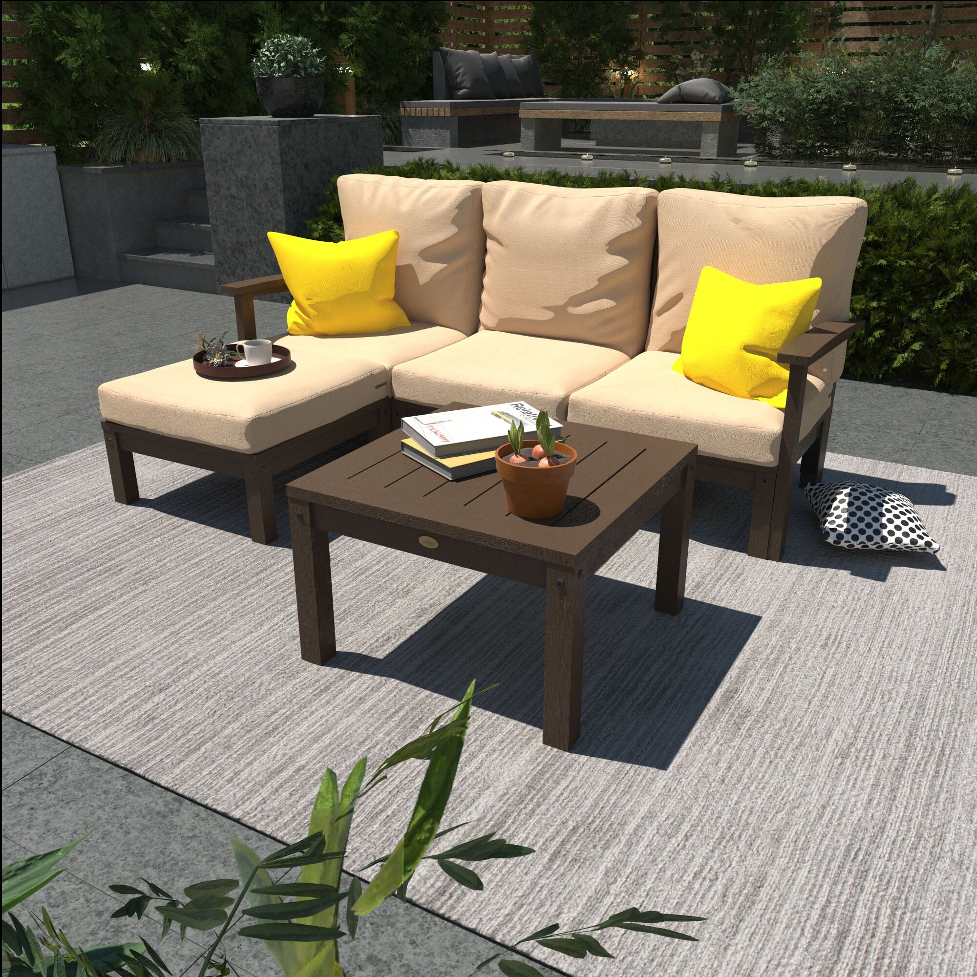 Custom Deep Seating Sofa Set with Ottoman and Side Table - Perfect for Living Room, Patio, and Outdoor Relaxation