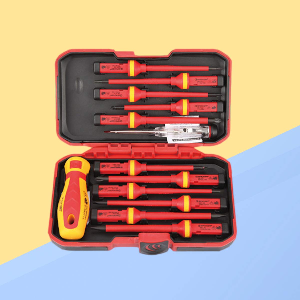 13-Piece Insulated Magnetic Screwdriver Set - Professional Electrician Tools with Multi-Bit Slotted & Phillips Heads - Perfect for DIY, Home Repairs & Electrical Work