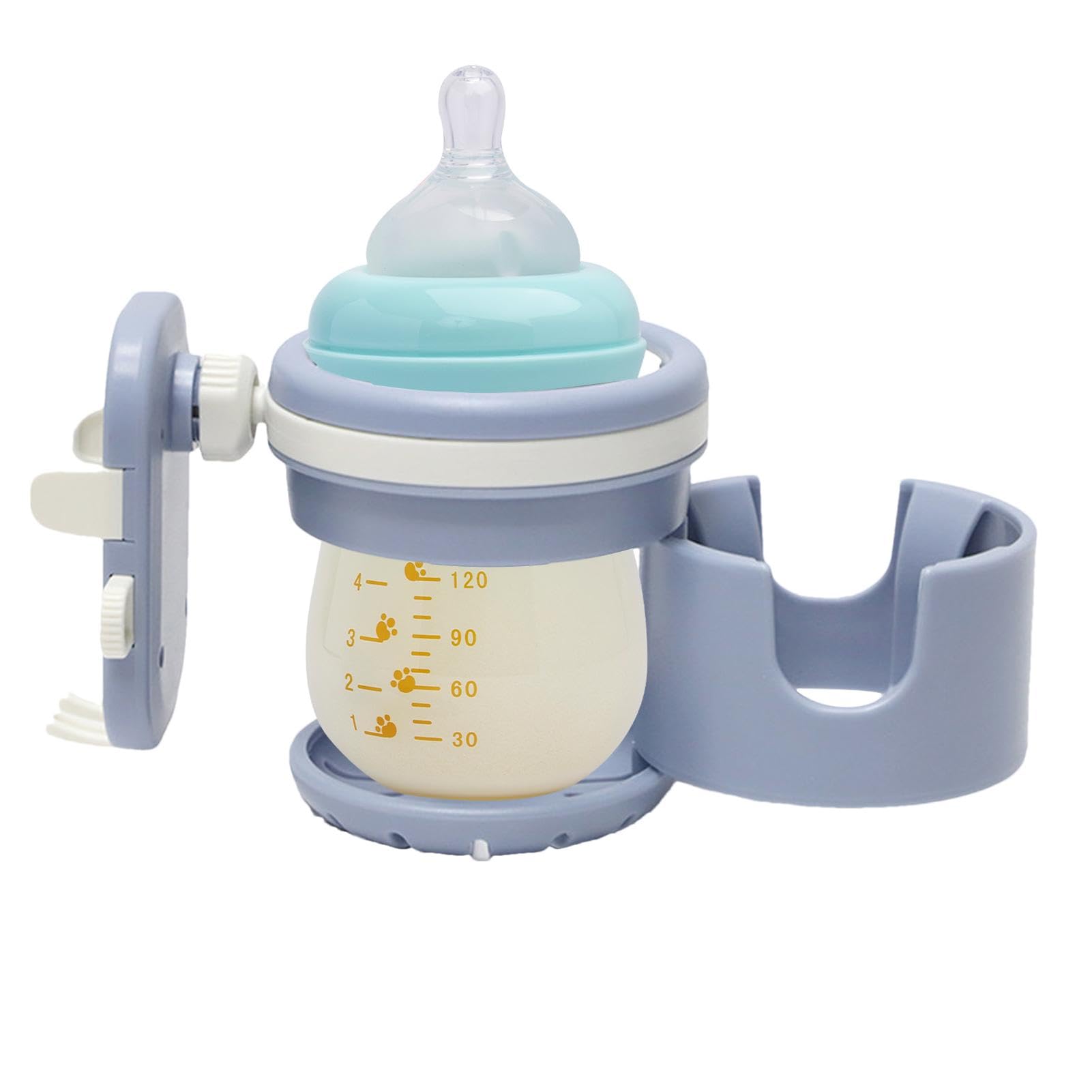 Rotating Pram Cup Holder - Universal Drink Bottle Organizer for Strollers, Wheelchairs & Nursing Carts | Convenient Coffee Cup Holder for Parents & Caregivers On-The-Go