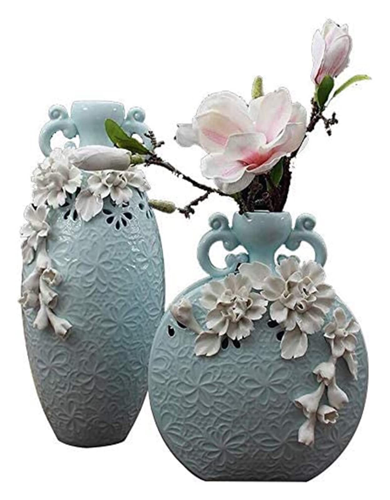 Vintage Ceramic Vase - Handmade Home Decor for Living Room, Wedding, Office | 8.3 x 9.8 Inch Flower Pot for Plants, Artificial Flowers | Perfect for Farmhouse, Boho & Modern Interior Design