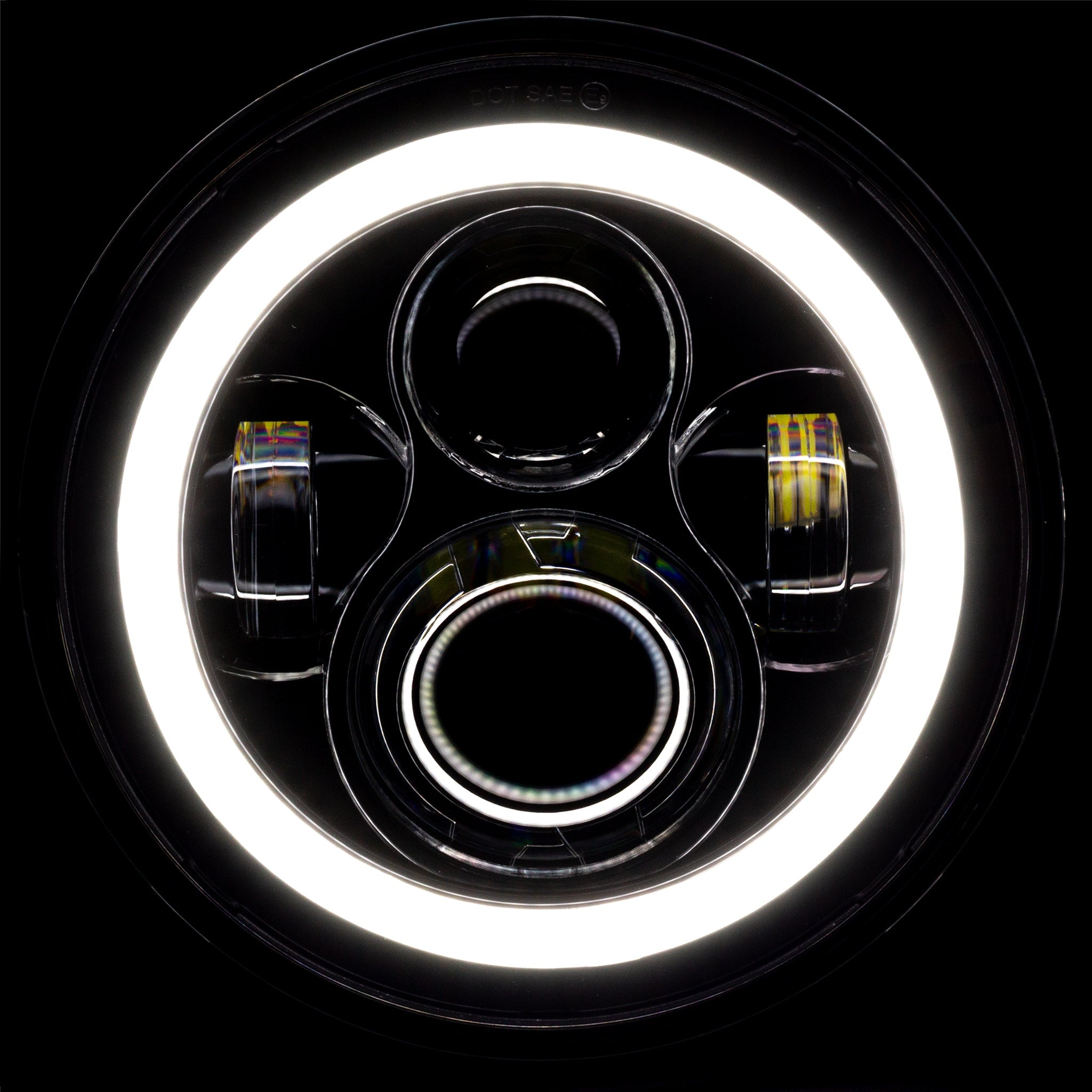 Eagle Lights 7 LED Headlight with Halo Ring for Harley Davidson & Indian Motorcycles - Chrome Kit - High Visibility for Night Riding & Custom Bike Builds