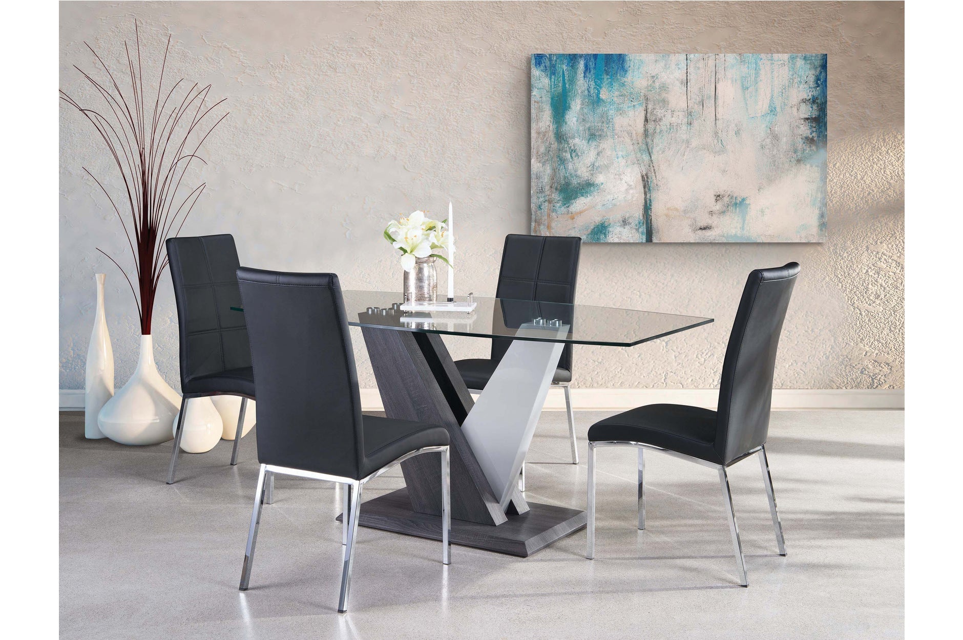 Baxter 5-Piece Dining Set with Black Chairs - Modern Kitchen & Dining Room Table Set for Family Meals & Entertaining