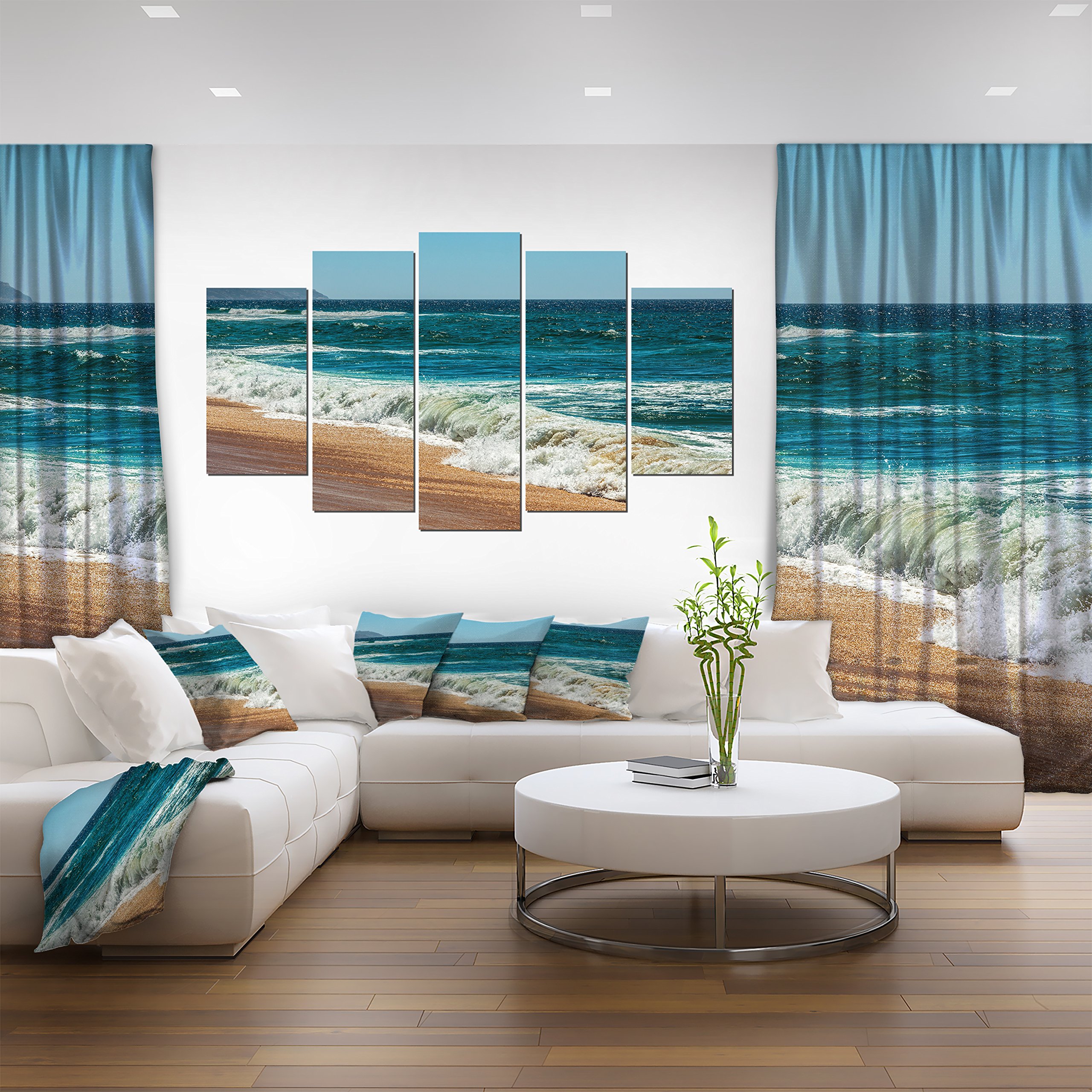 Blue Atlantic Beach in Summertime - Contemporary Seascape Canvas Wall Art for Living Room, Bedroom & Office Decor | Coastal Home Decor | Ready to Hang