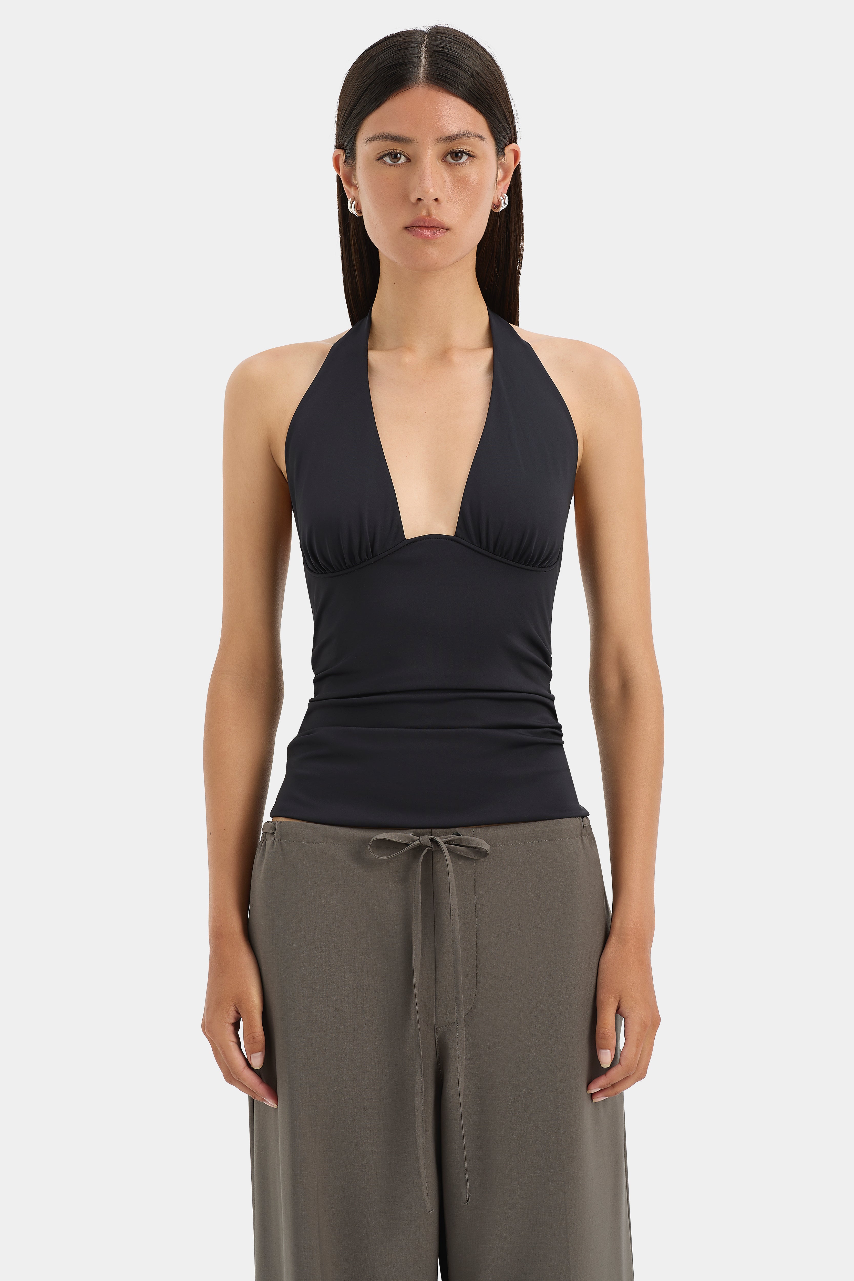 Elm Halter Top for Women - Black Strappy Summer Crop Top | Perfect for Beach, Party & Casual Outfits