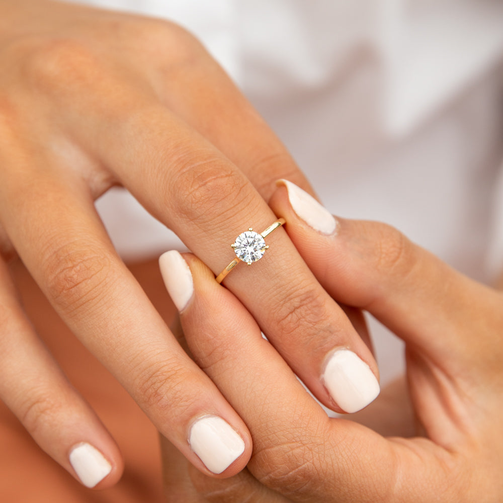 9ct Yellow Gold 6mm Brilliant Cut Cubic Zirconia 4 Prong Ring - Elegant Jewelry for Women, Perfect for Weddings, Anniversaries & Special Occasions
