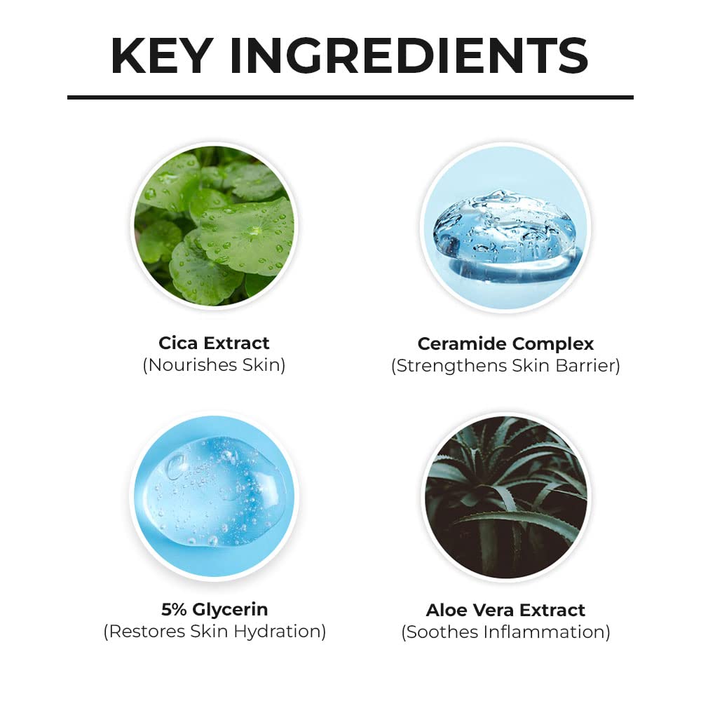 Dr. Sheth's Cica & Ceramide Gentle Cleanser | Hydrating Face Wash for Normal, Dry & Sensitive Skin | 5% Glycerin & Aloe Vera | Fragrance-Free & Soap-Free | Men & Women | 125ml | Perfect for Daily Skincare Routine & Post-Workout Refreshment