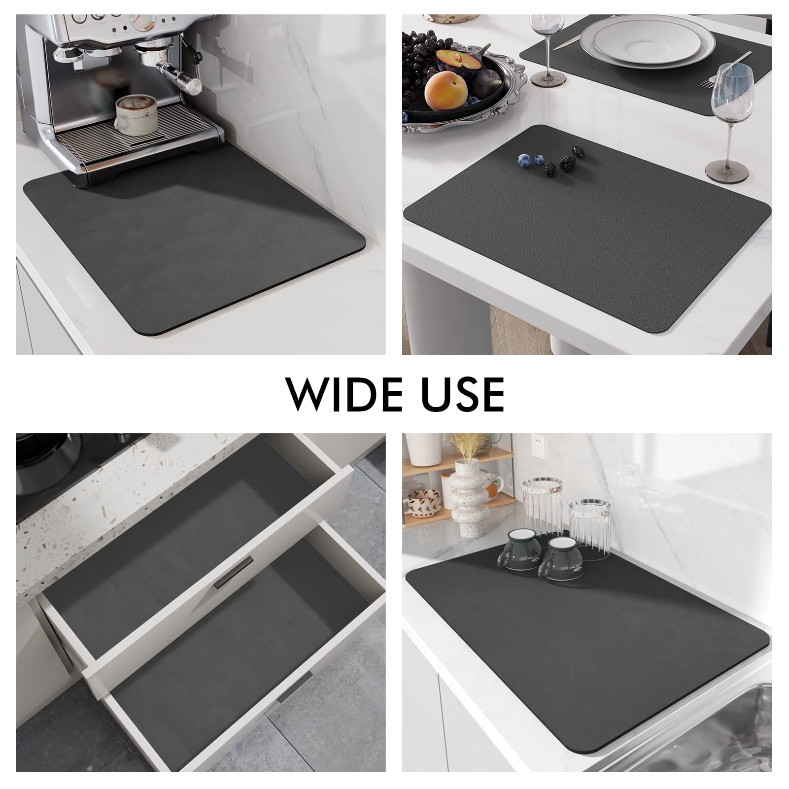 LIMNUO Absorbent Coffee Mat - Non-Slip Countertop Protector for Coffee Makers, Espresso Machines & Kitchen Appliances | Dish Drying Mat for Coffee Pots & Countertops | Perfect for Home, Office & Cafe Use