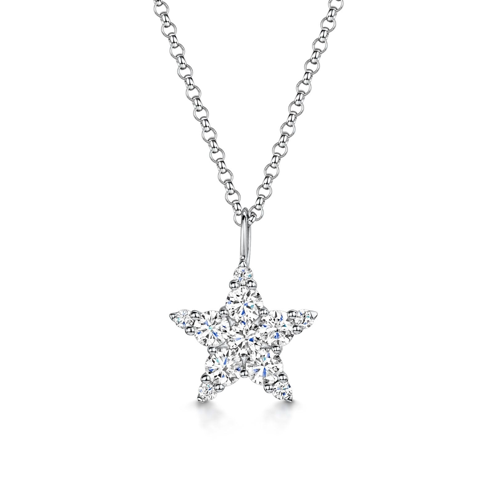 18ct White Gold Brilliant Cut Diamond Star Necklace 0.47ct - Elegant Jewelry Gift for Women, Perfect for Anniversary, Birthday & Special Occasions