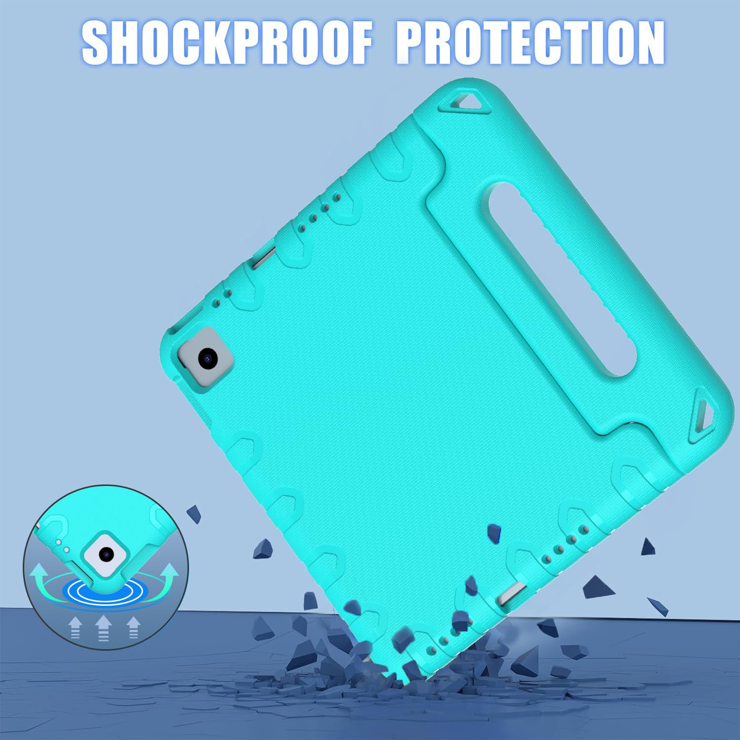 BMOUO Shockproof Kids Case for iPad Air 11-inch M3 (2025) & M2 (2024), iPad Air 5th Gen (2022) & 4th Gen (2020) 10.9 Inch - Convertible Handle Stand Protective Cover in Turquoise - Perfect for School, Travel & Home Learning