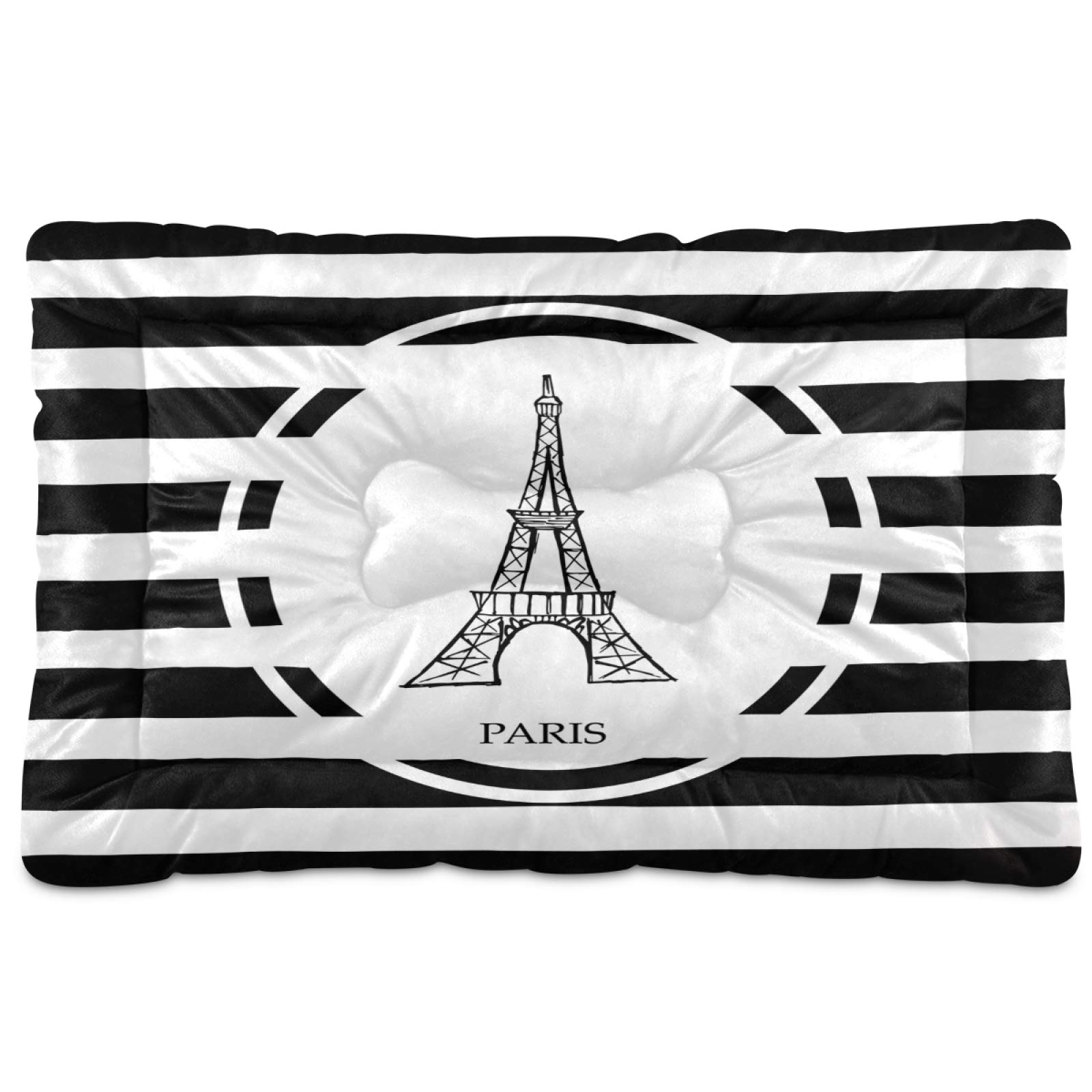 KEEPREAL Paris Eiffel Tower Pet Bed - Ultra Soft Rectangle Dog Bed & Cat Bed for Small to Medium Pets (24x18 Inches) | Cozy Calming Bed for Puppies, Kittens & Small Breeds - Perfect for Living Rooms, Bedrooms & Pet Travel