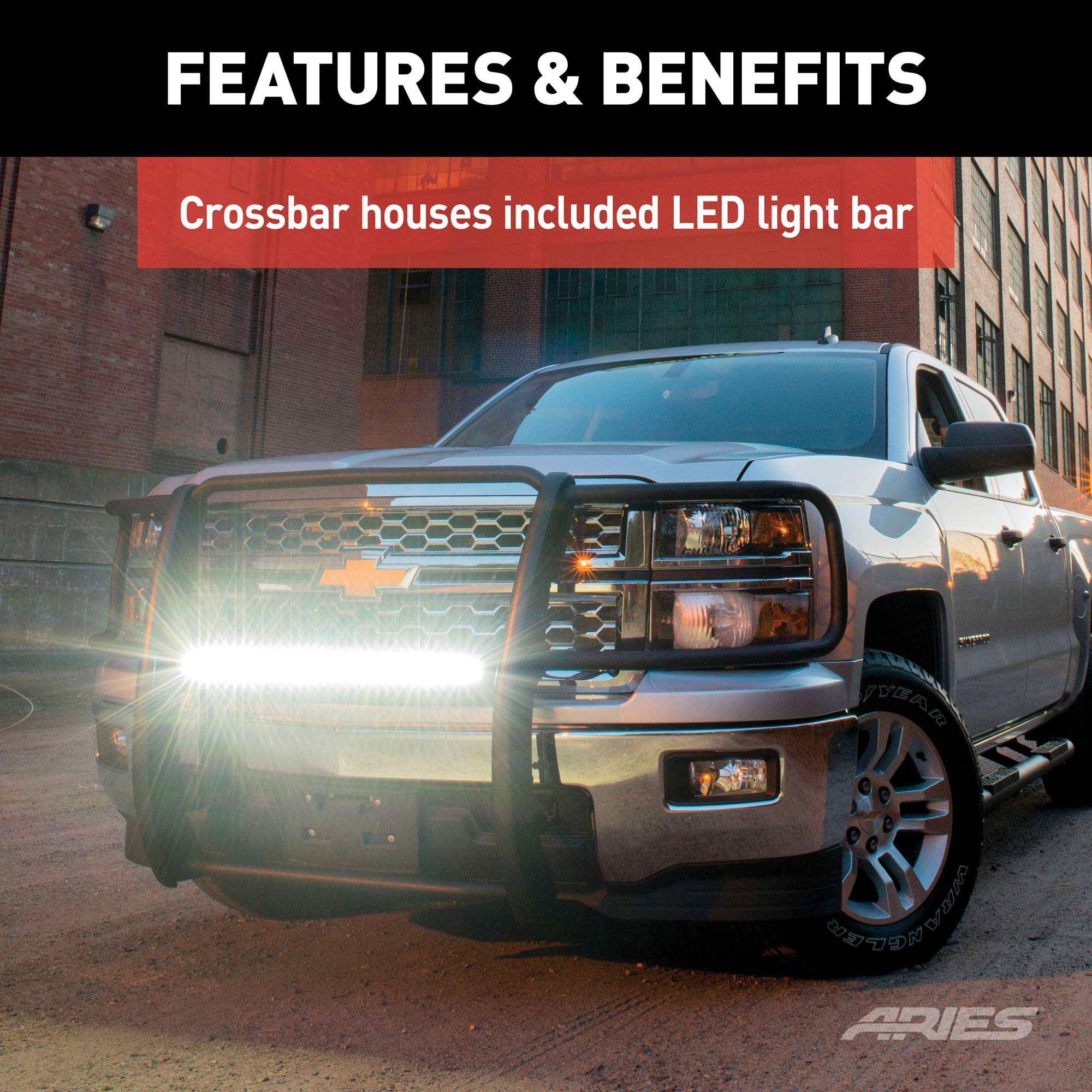 ARIES 2170000 Pro Series Black Steel Grille Guard with LED Light Bar for Jeep Wrangler JK (2007-2018) - Heavy Duty Off-Road Protection & Styling Upgrade for Adventure & Trail Riding