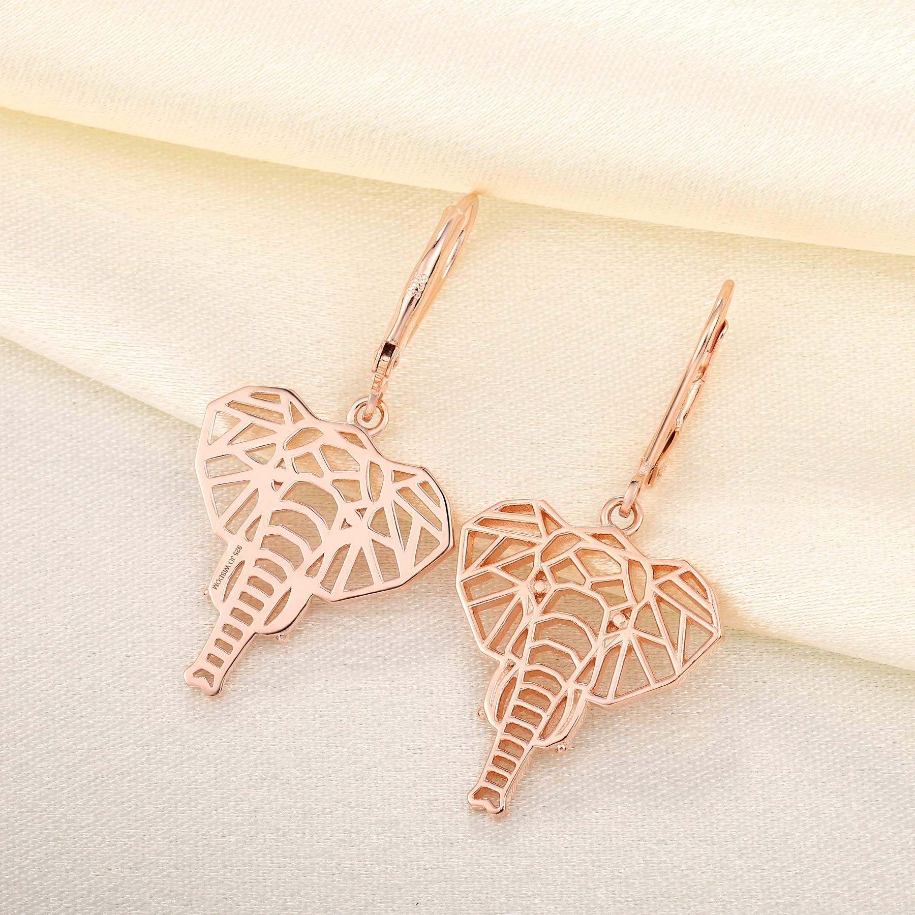 JO WISDOM 925 Sterling Silver Elephant Leverback Dangle Earrings for Women | Animal Jewelry Gift | Perfect for Casual Wear, Parties & Special Occasions