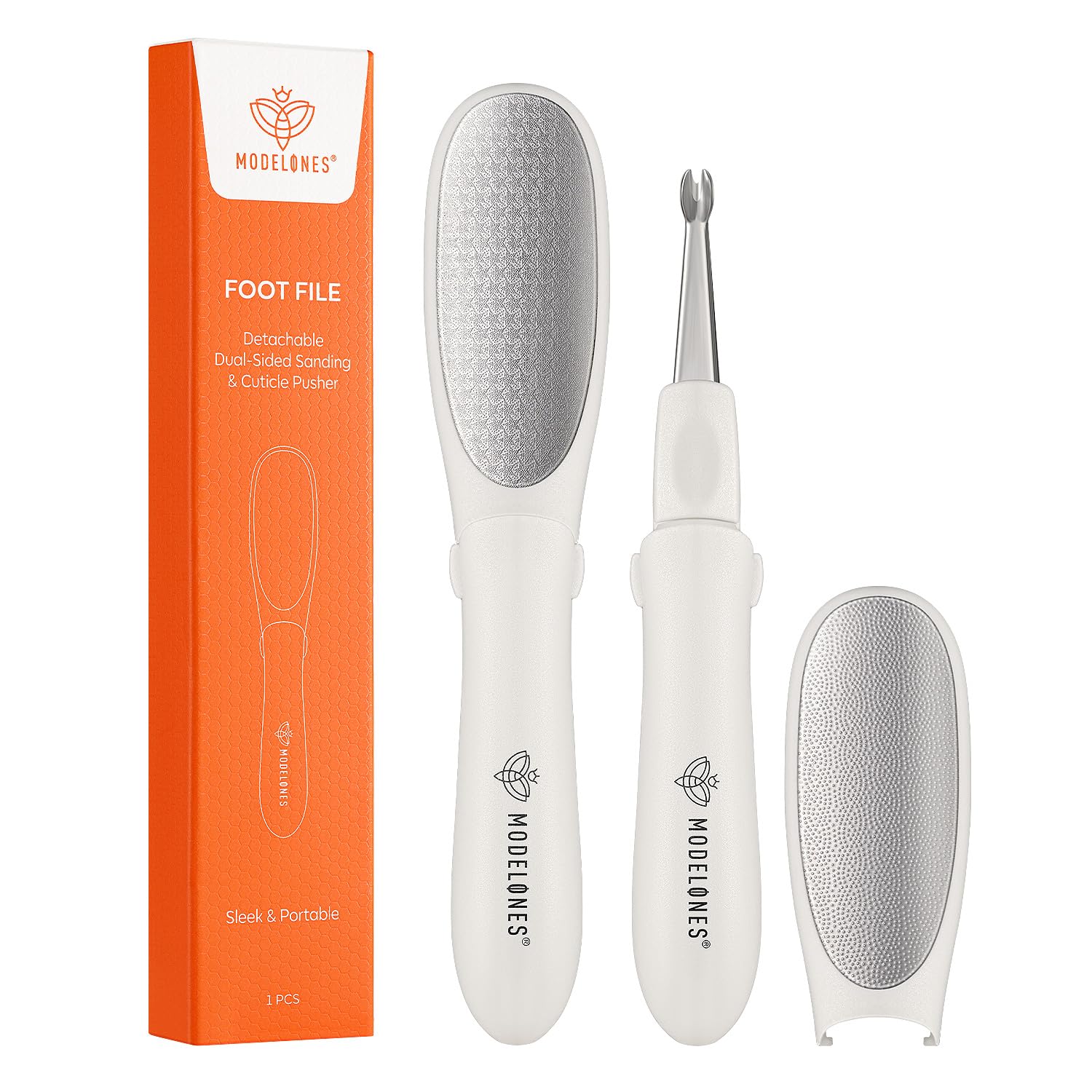 Modelones Mini Foot File Callus Remover - 2-in-1 Pedicure Tool with Double-Sided Foot Rasp & Dead Skin Fork - Safe & Lightweight Foot Sander for Smooth Feet - Perfect for Daily Hand & Foot Care at Home, Salon or Travel
