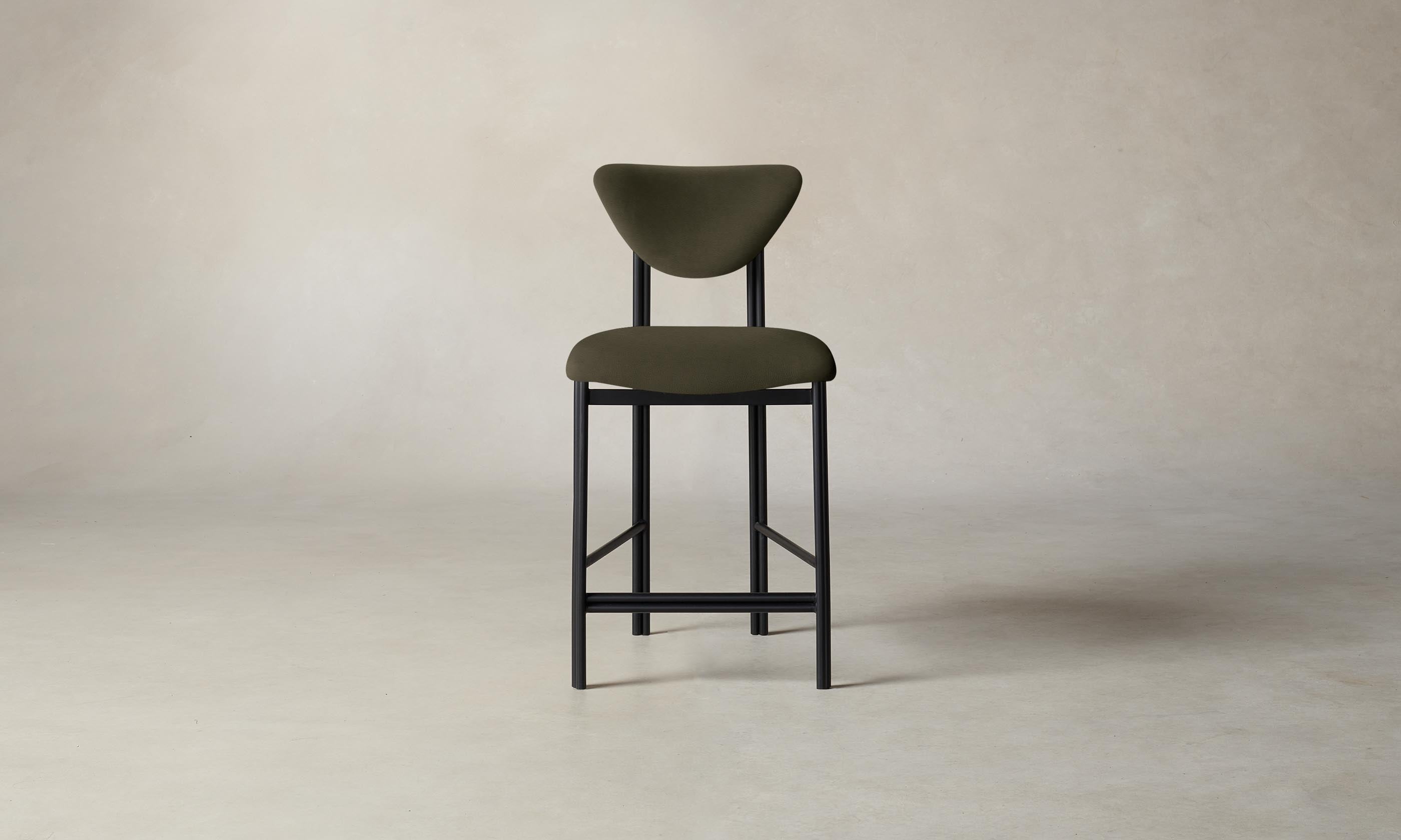 Premium Cooper Counter Stool with Pebbled Leather Upholstery in Truffle Brown - Perfect for Kitchen Islands, Bars, and Breakfast Nooks