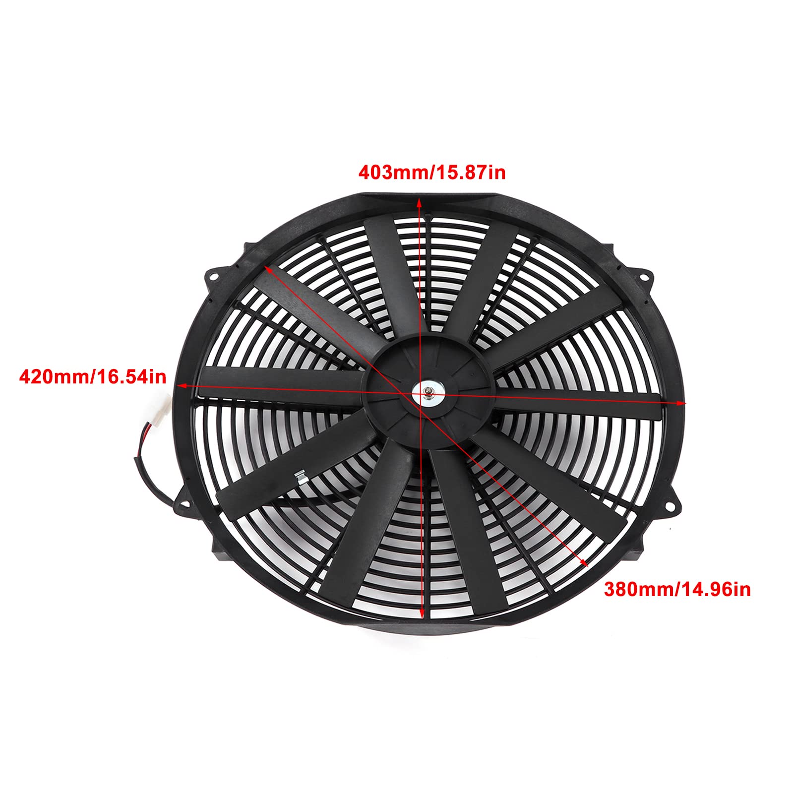 24V 16-Inch Slim Universal Electric Radiator Cooling Fan for Cars - High Performance Black Cooling Fan for Engine Overheating Protection & Improved Airflow
